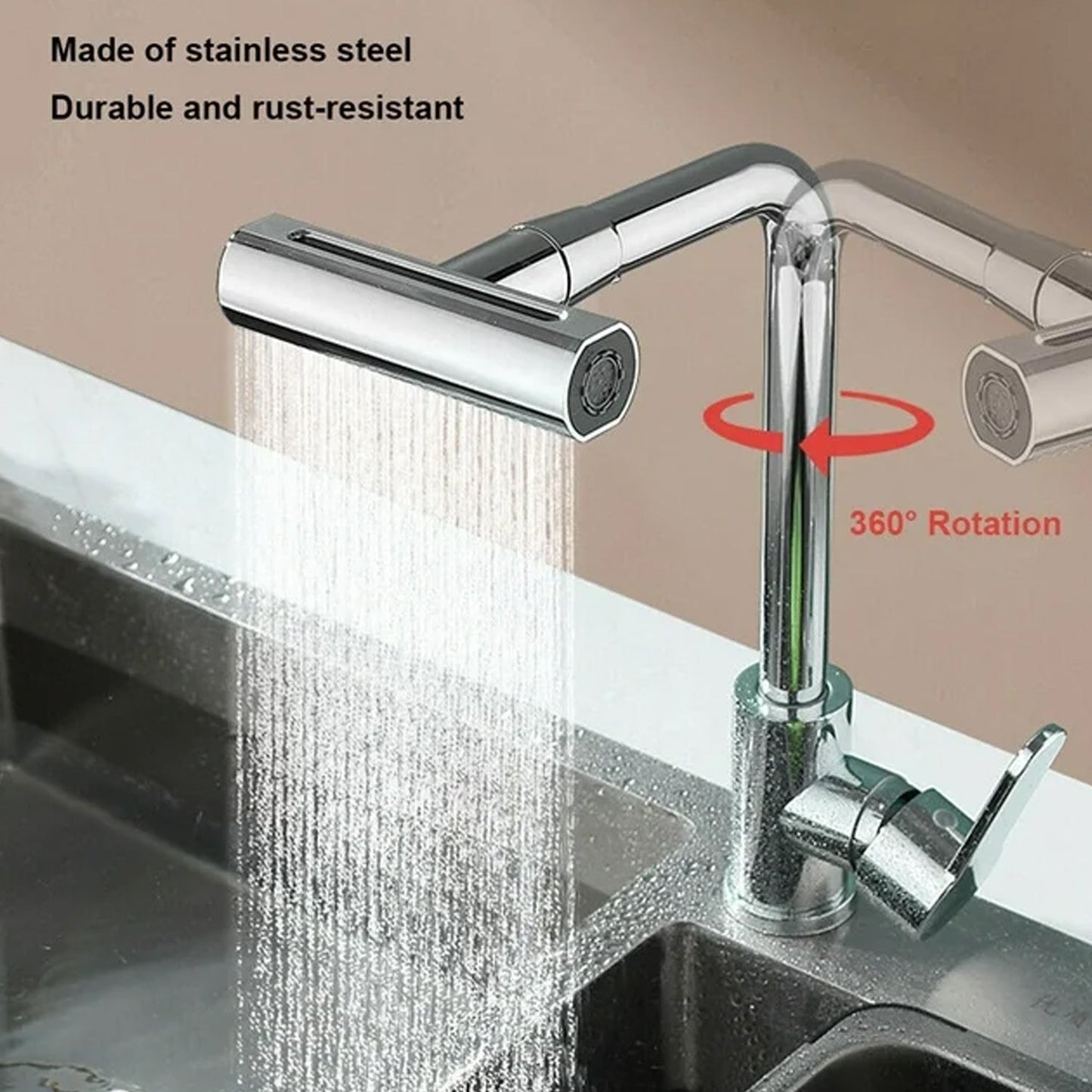 rotating kitchen faucet extender, waterfall kitchen faucet, swivel sink faucet,