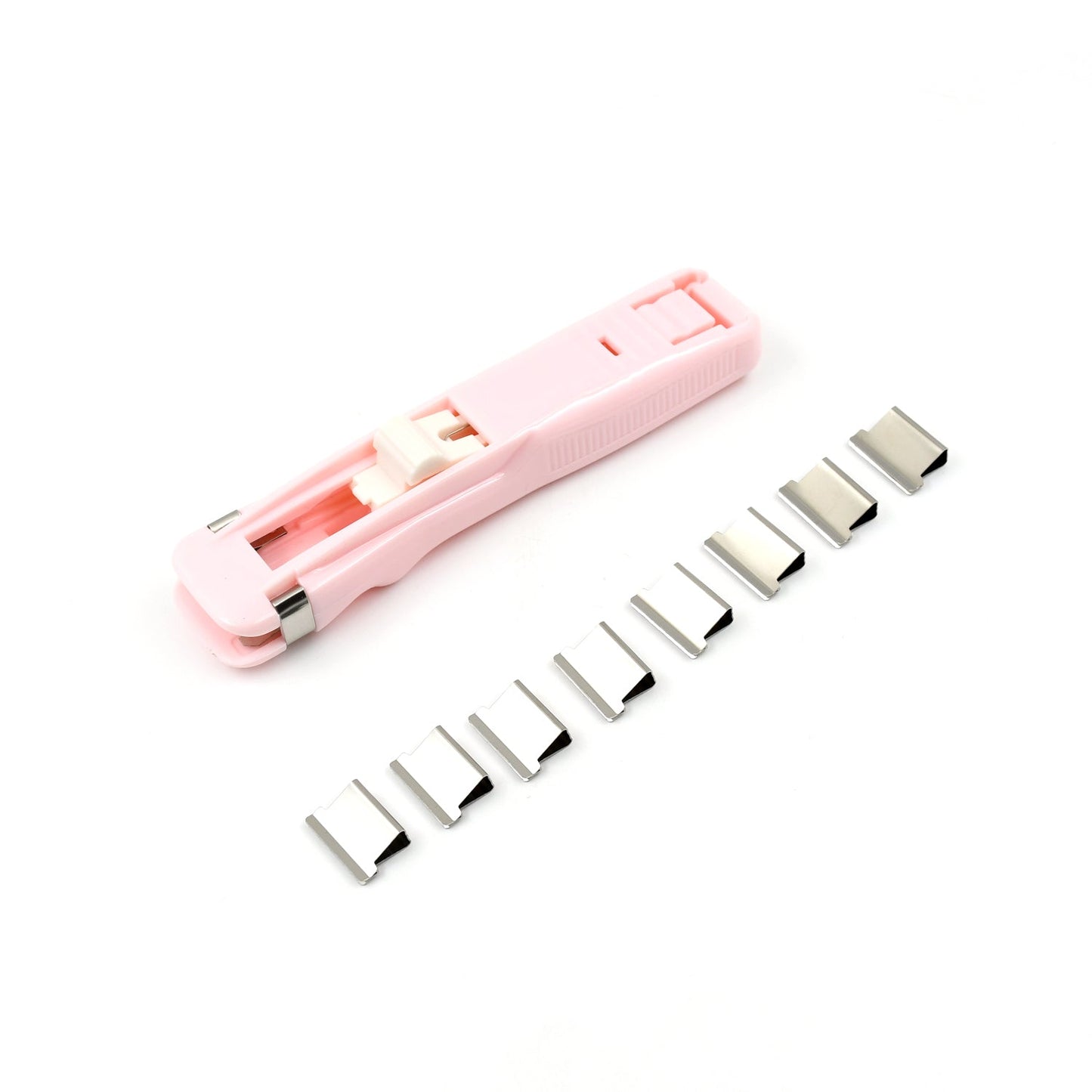 paper clamp dispenser, handheld clip fastener, portable document clipper, office school paper binding tool, clip fastener for documents