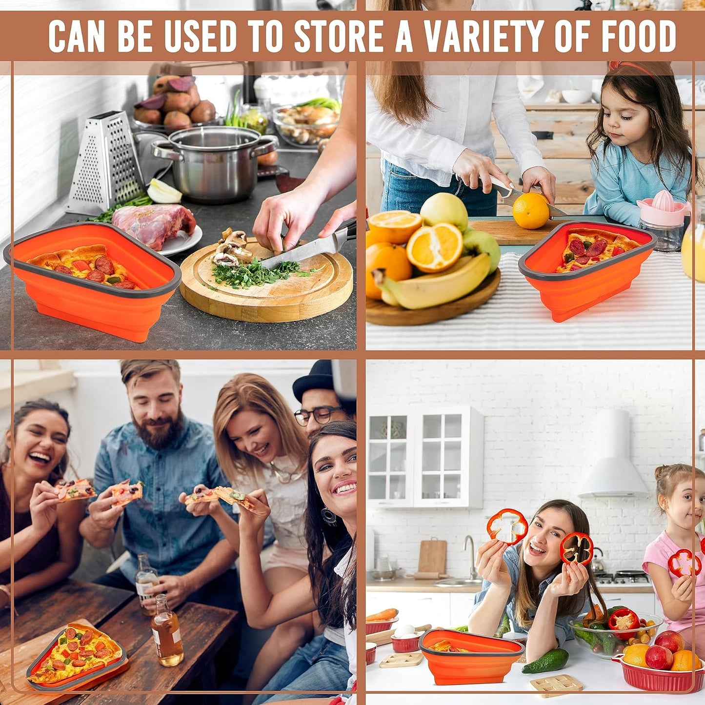 BPA-free stackable pizza container for fridge, collapsible pizza slice keeper with lids, portable pizza box for leftover slices, reusable container for pizza slices in microwave, compact pizza storage with adjustable height, space-saving pizza tray storage container, best pizza storage solution for Indian kitchens