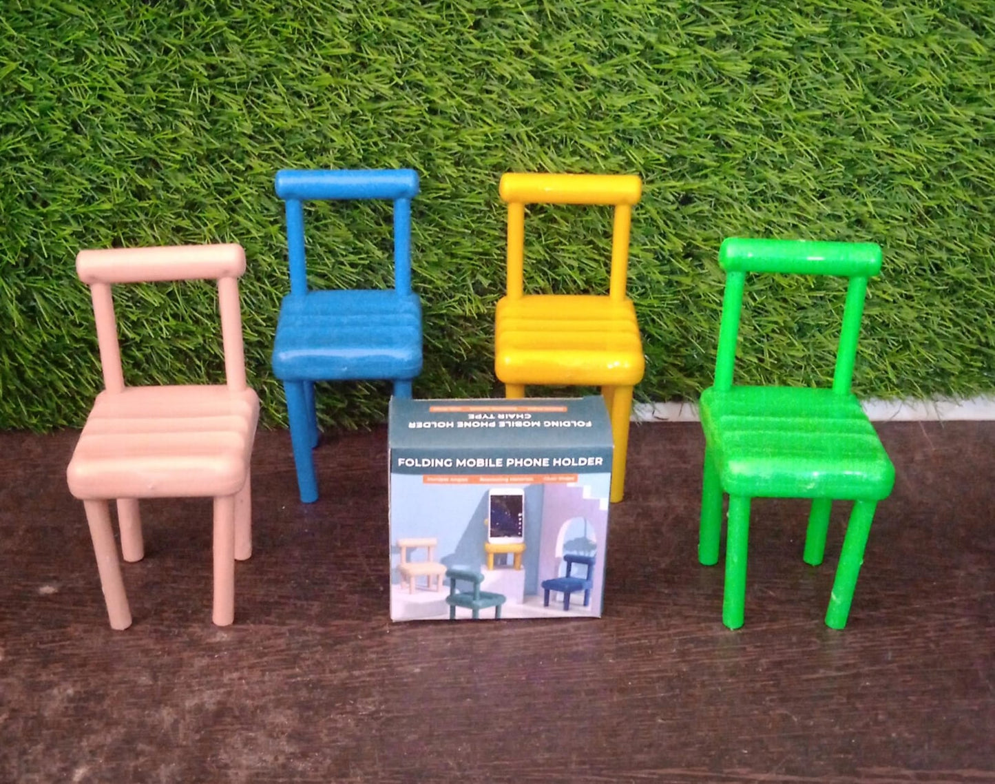 kawaii phone holder, wooden chair mobile dock, cute desk phone accessory