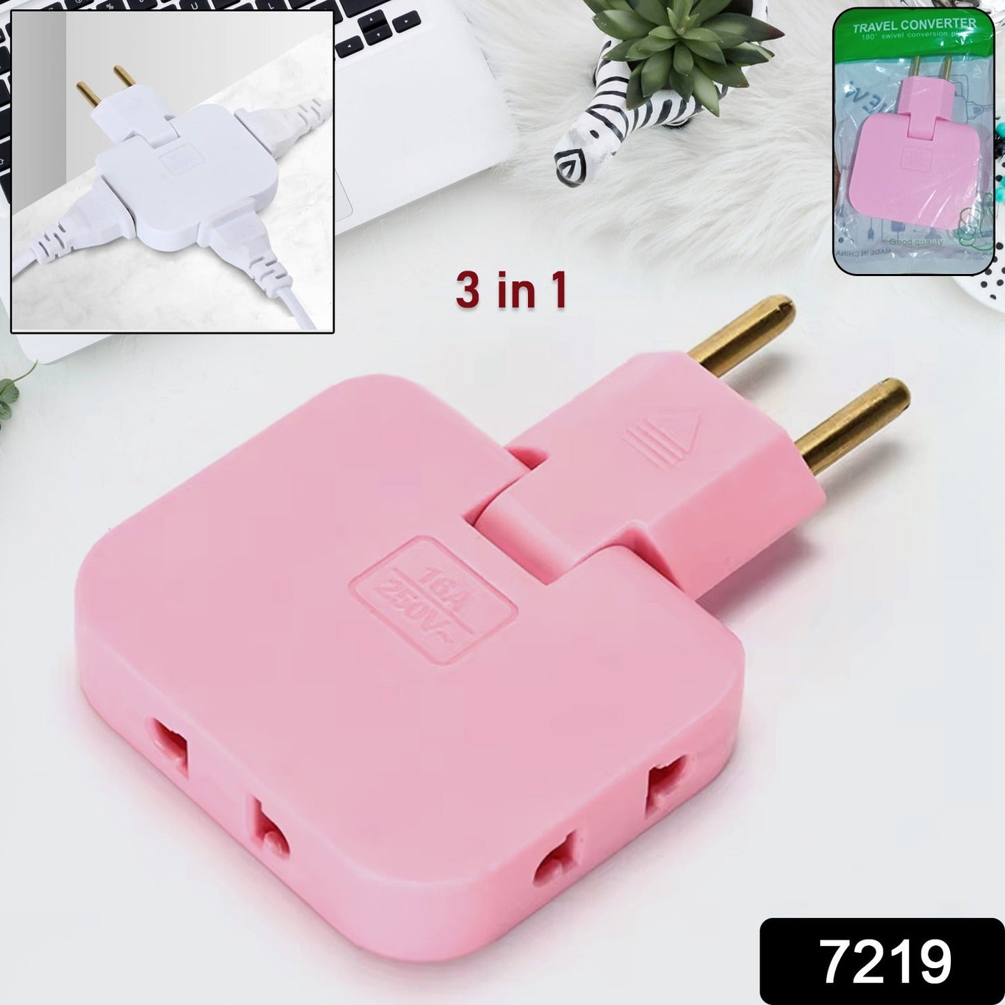 socket converter with USB and universal ports, 3 in 1 power adapter for Indian households, space-saving plug adapter for office use,