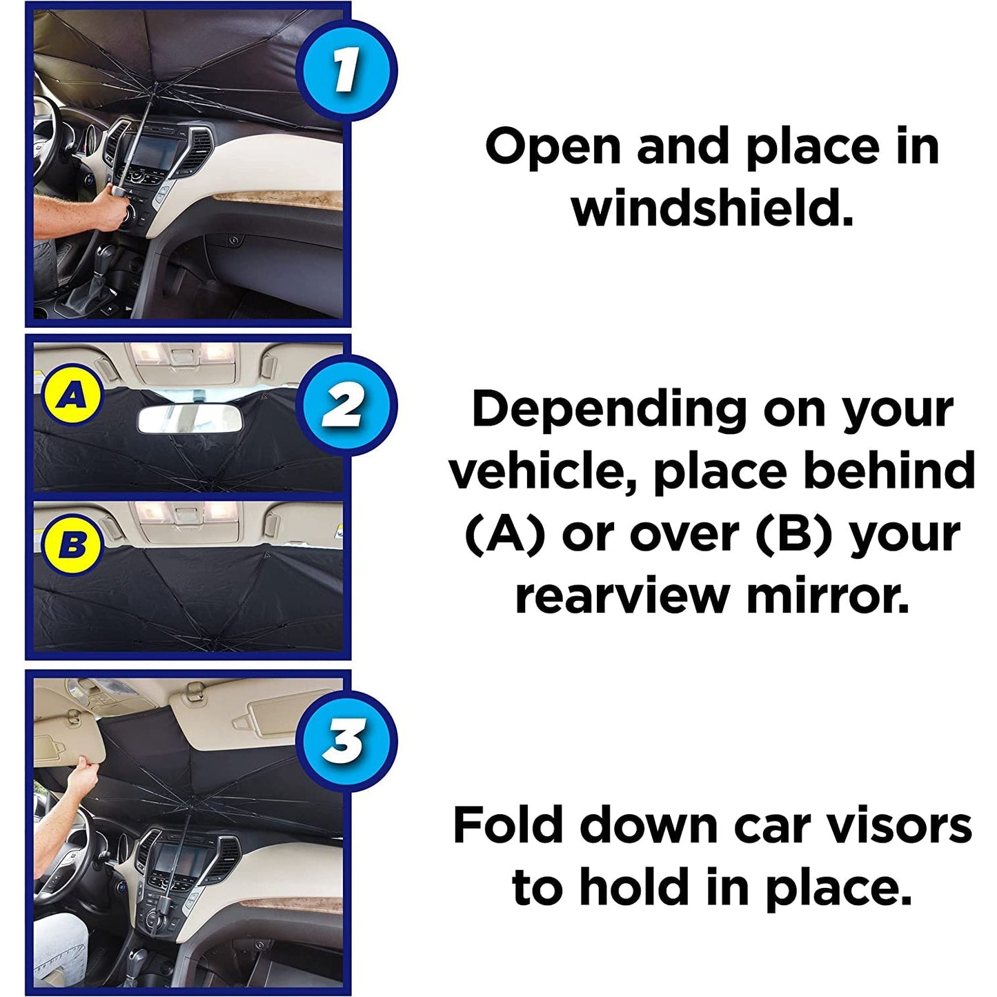 car windshield sunshade, foldable car umbrella, brellashade, car heat protection, UV blocker car shade, windshield umbrella, SUV sunshade, car interior protection