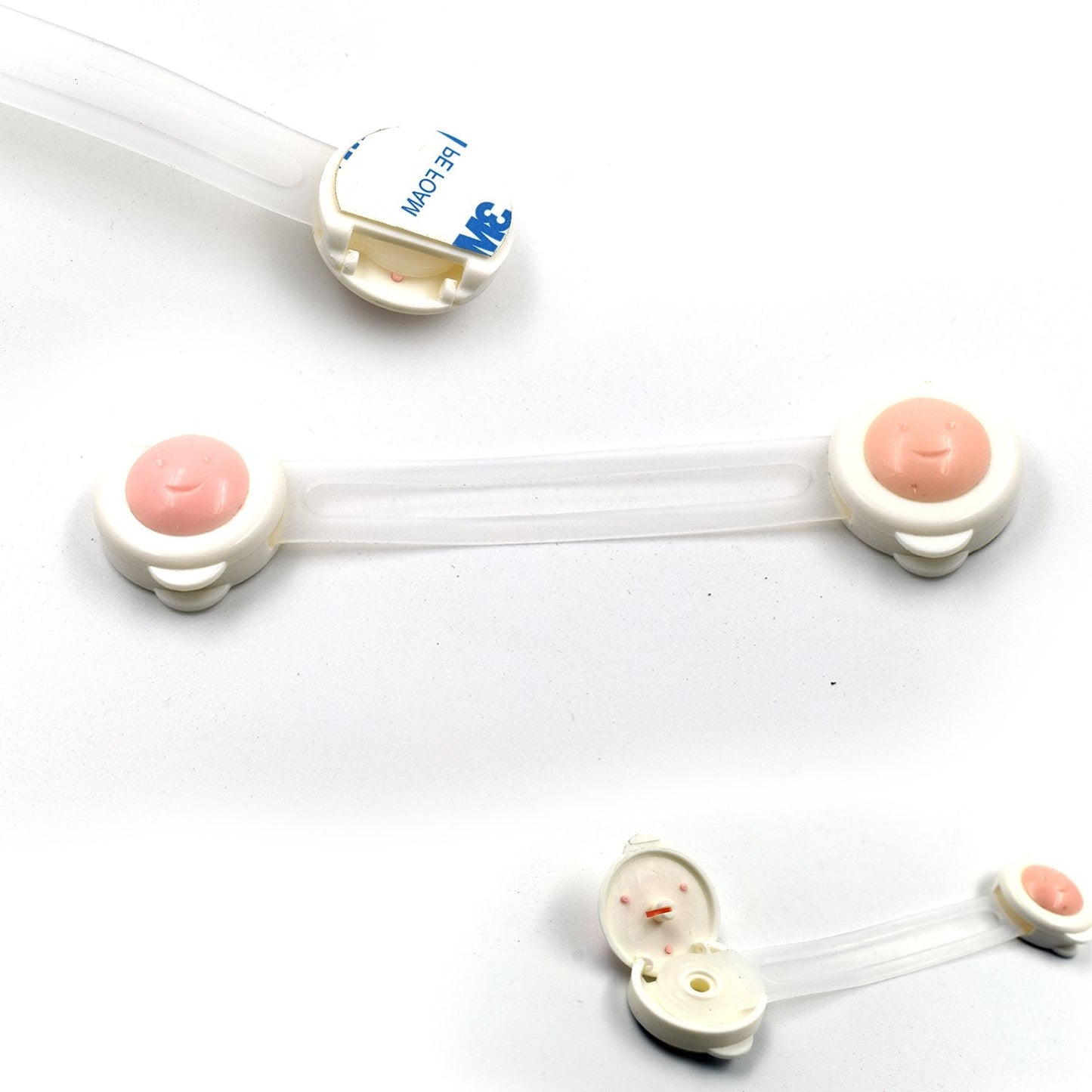 Baby safety strap locks, single piece. baby safety locks, child proof cabinet locks, drawer safety strap, fridge baby lock, toilet baby lock, baby proof home, 3M adhesive safety lock
