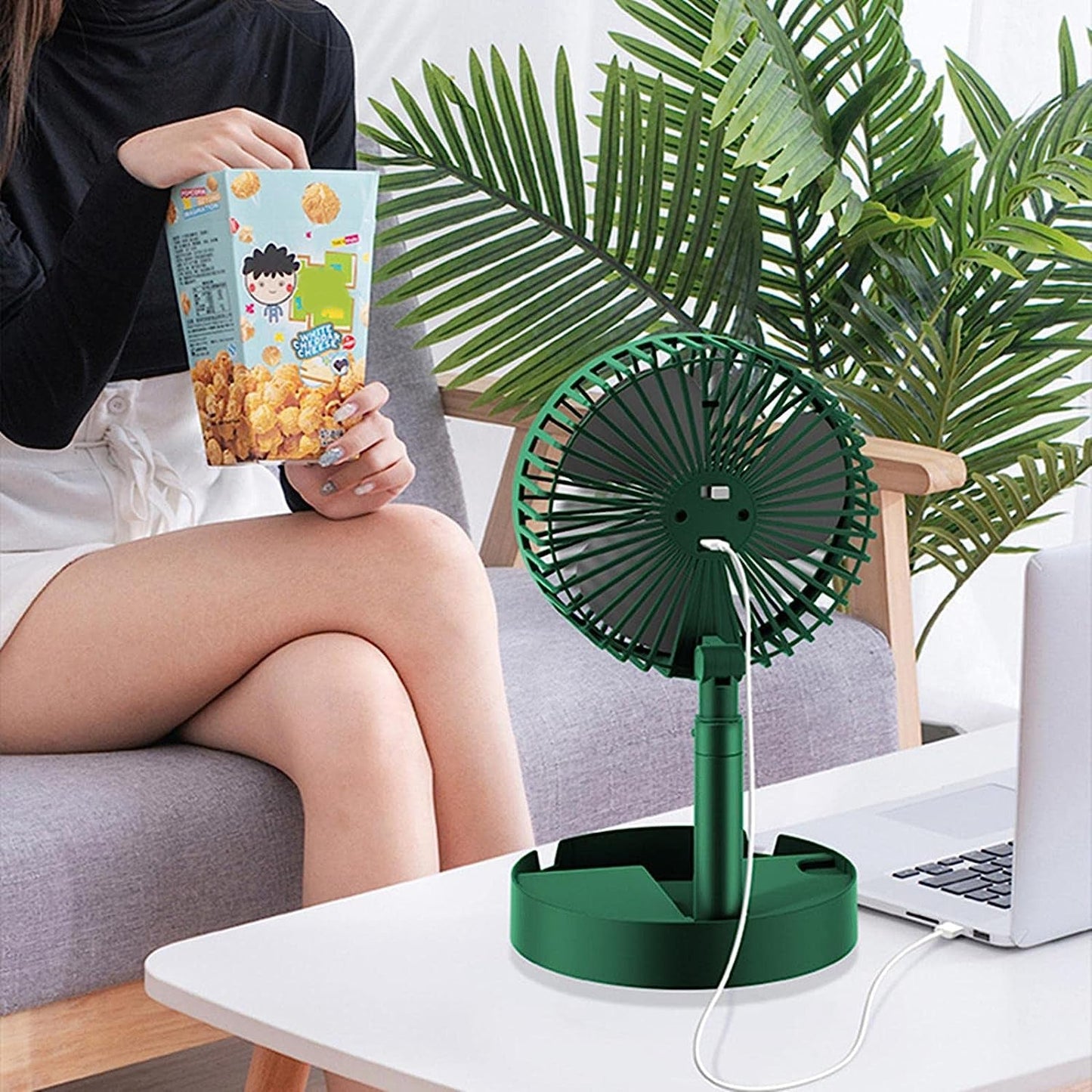 Electric fan with adjustable height and portability. foldable desktop fan, USB table fan, telescopic fan, silent desk fan, portable travel fan, adjustable height fan, mini table fan, personal fan