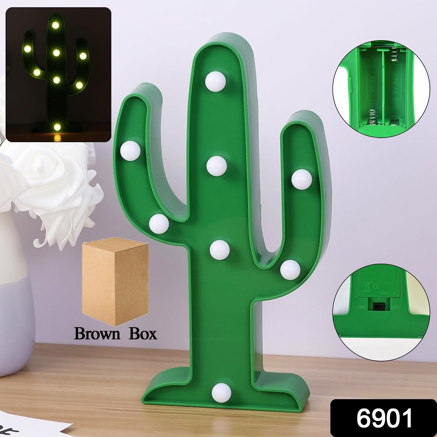glowing neon cactus lamp for home or office, cute desk lamp in cactus shape with LED lights,