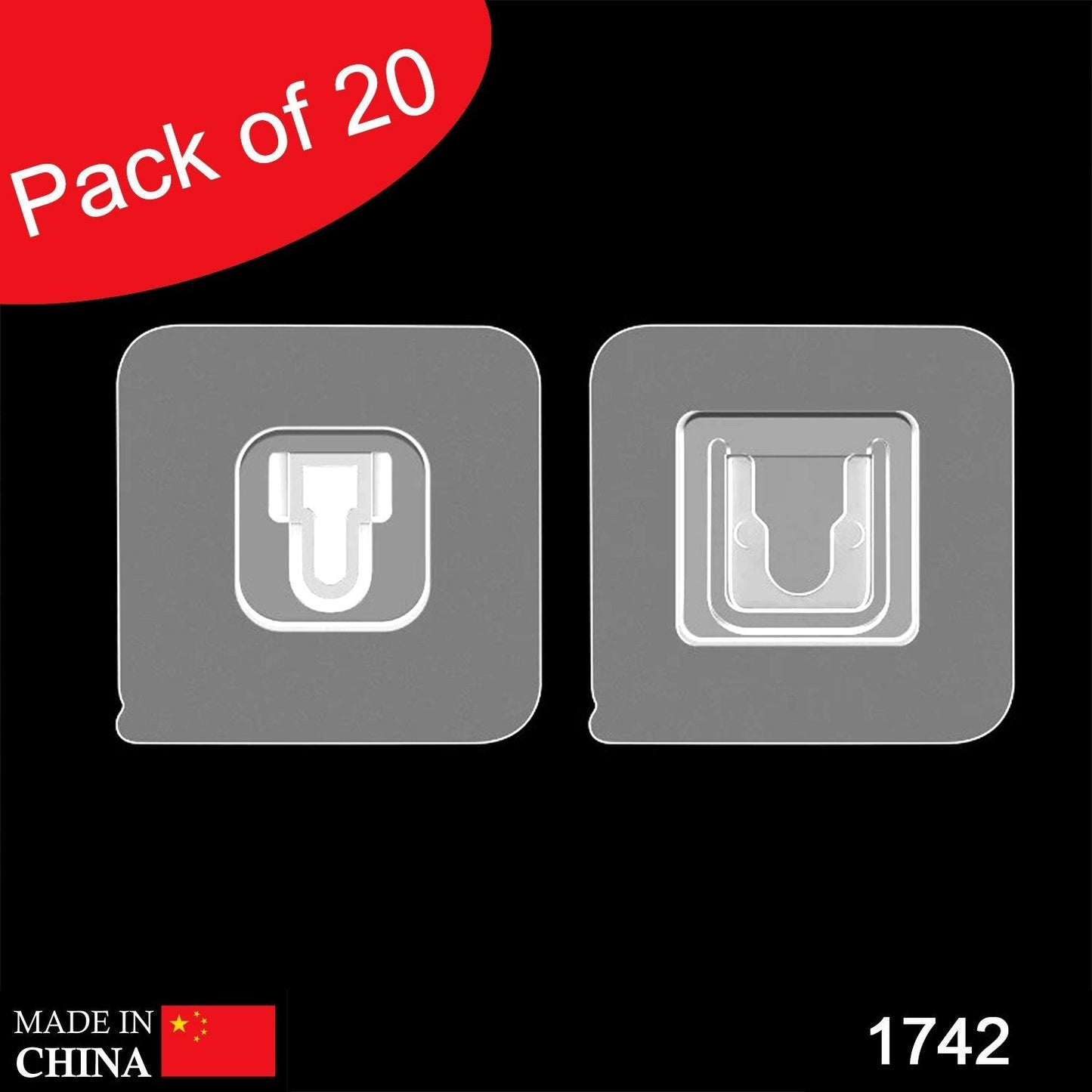 Heavy duty adhesive wall hooks, pack of 20, for versatile hanging. adhesive wall hooks, self adhesive hooks, heavy duty hooks, plastic wall hooks, reusable wall hooks, no drill hooks, transparent wall hooks, waterproof hooks