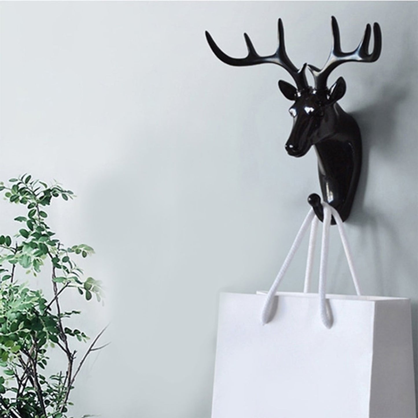 self-adhesive deer head hook for wall or door. deer head wall hook, self adhesive hanger hook, wall mount hook, decorative wall hanger, no drill wall hook, deer hook for bag hat, vintage wall hook