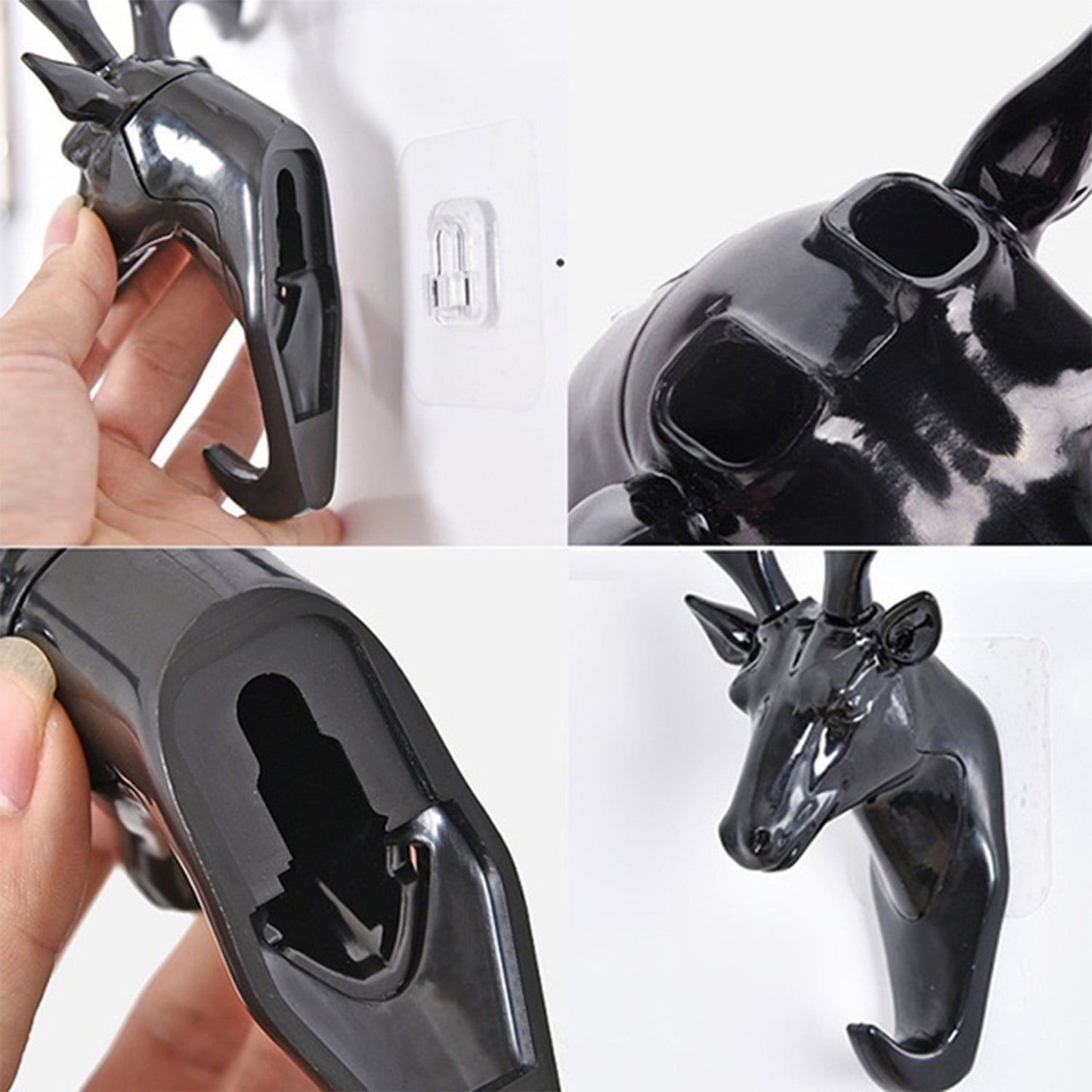 Adhesive deer head hook for stylish wall or door mounting. deer head wall hook, self adhesive hanger hook, wall mount hook, decorative wall hanger, no drill wall hook, deer hook for bag hat, vintage wall hook