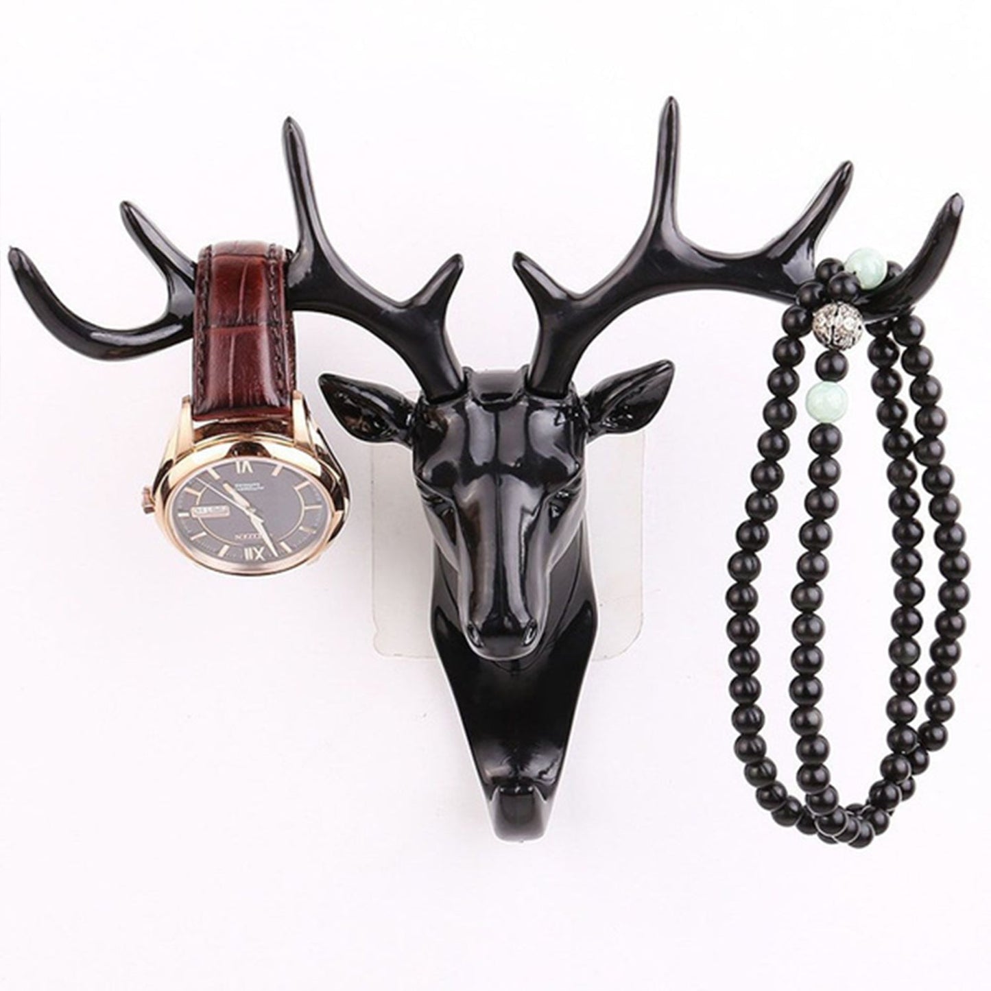 Deer head wall hook with adhesive for easy installation. deer head wall hook, self adhesive hanger hook, wall mount hook, decorative wall hanger, no drill wall hook, deer hook for bag hat, vintage wall hook
