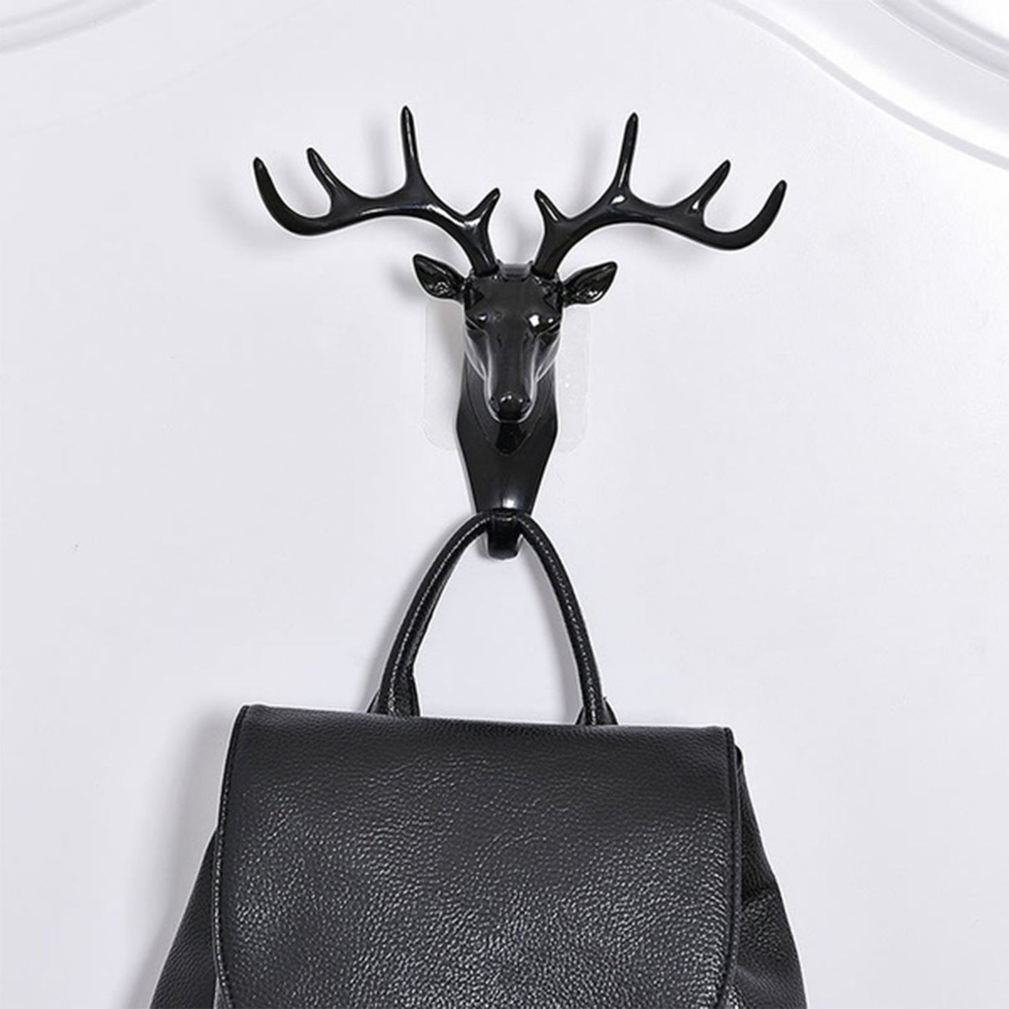 Deer head door hook with self-adhesive feature for hanging. deer head wall hook, self adhesive hanger hook, wall mount hook, decorative wall hanger, no drill wall hook, deer hook for bag hat, vintage wall hook