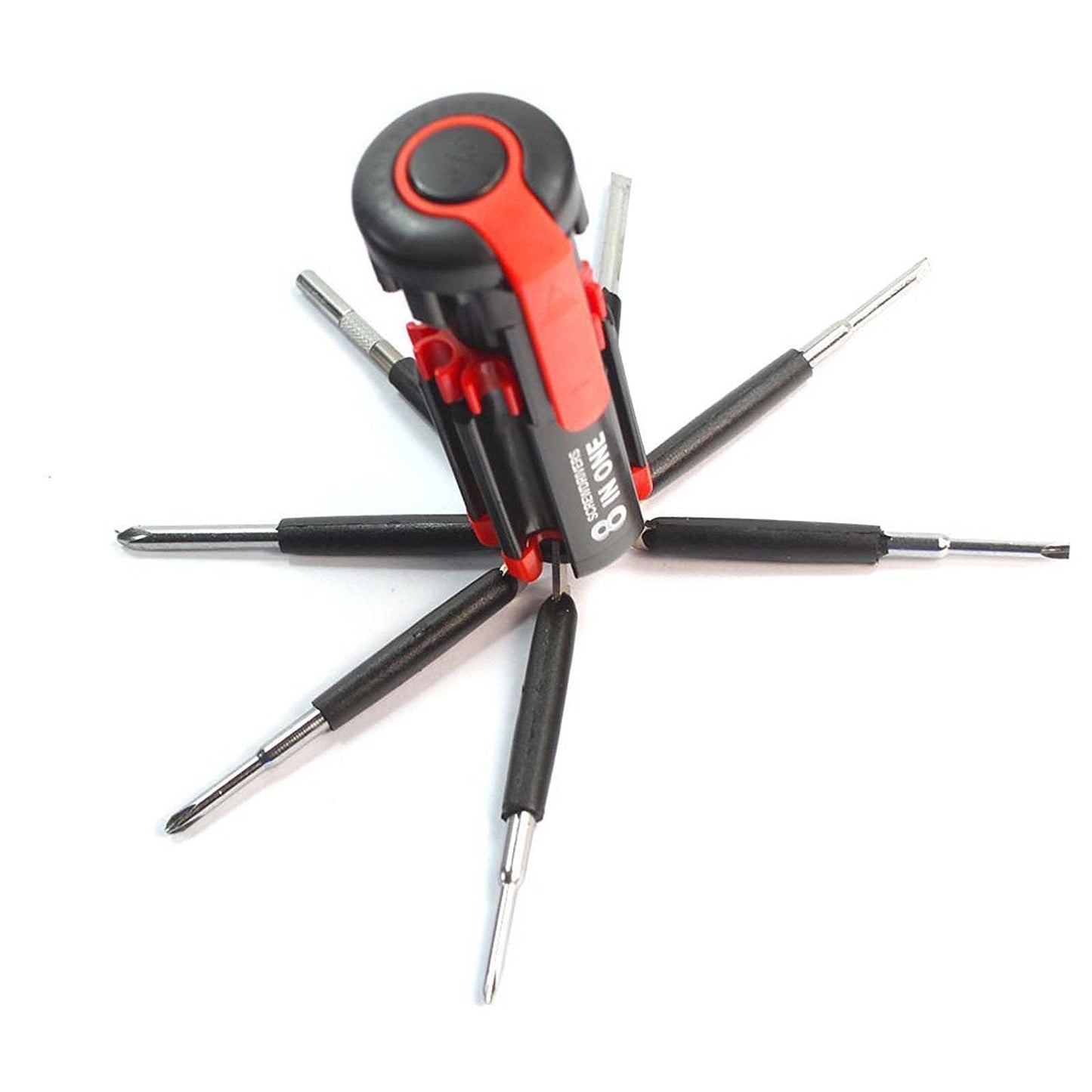 Portable screwdriver kit with multiple functions, 8 in 1 screwdriver kit, multi-tool with LED light, folding screwdriver set, portable tool with torch, compact repair tool, mini LED toolkit