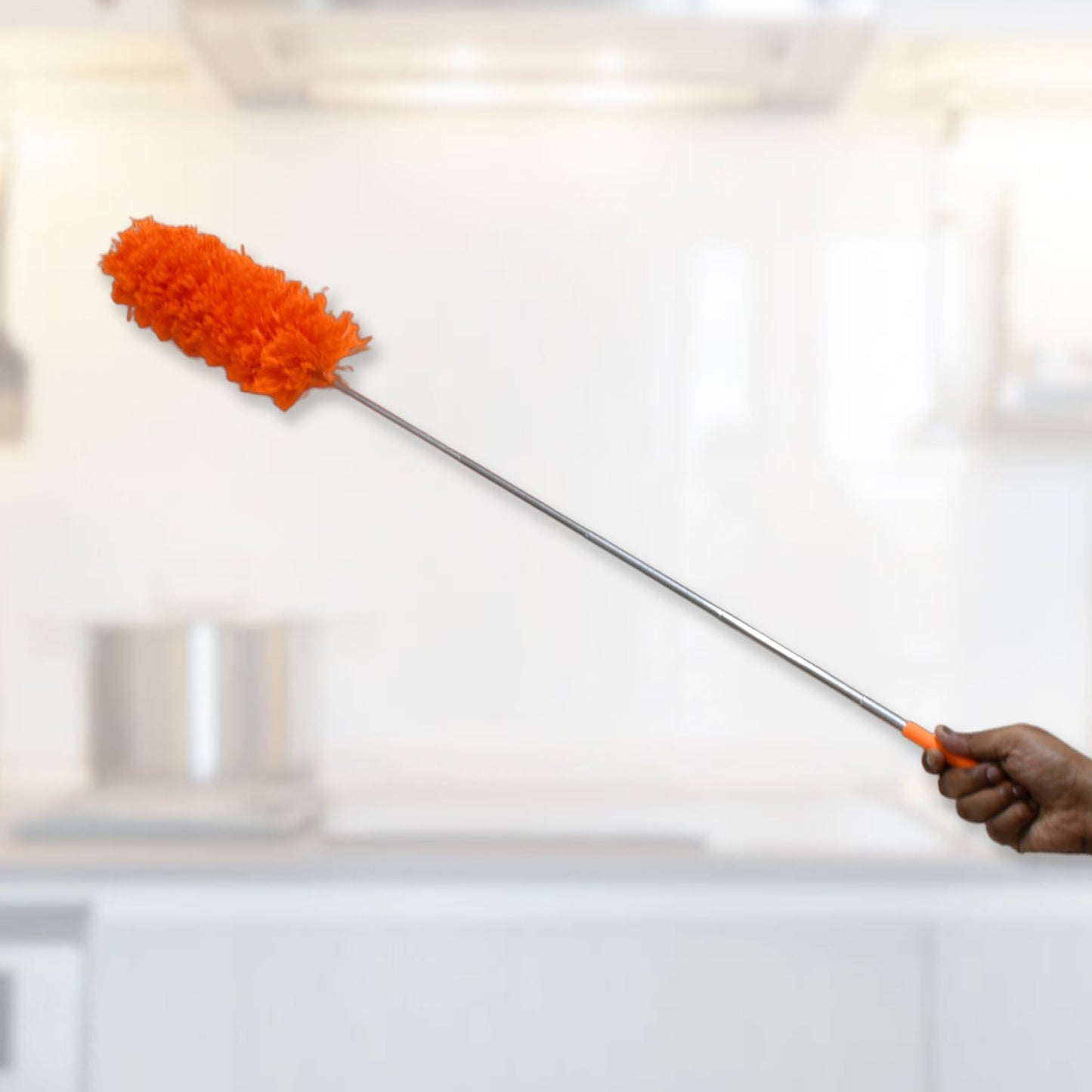 adjustable extendable microfiber duster washable bendable telescopic cleaning tool India, washable microfiber feather duster with flexible head and pole, telescopic extendable duster for ceiling fans blinds furniture, bendable microfiber duster with extendable handle for home kitchen car, washable reusable microfiber feather duster adjustable length