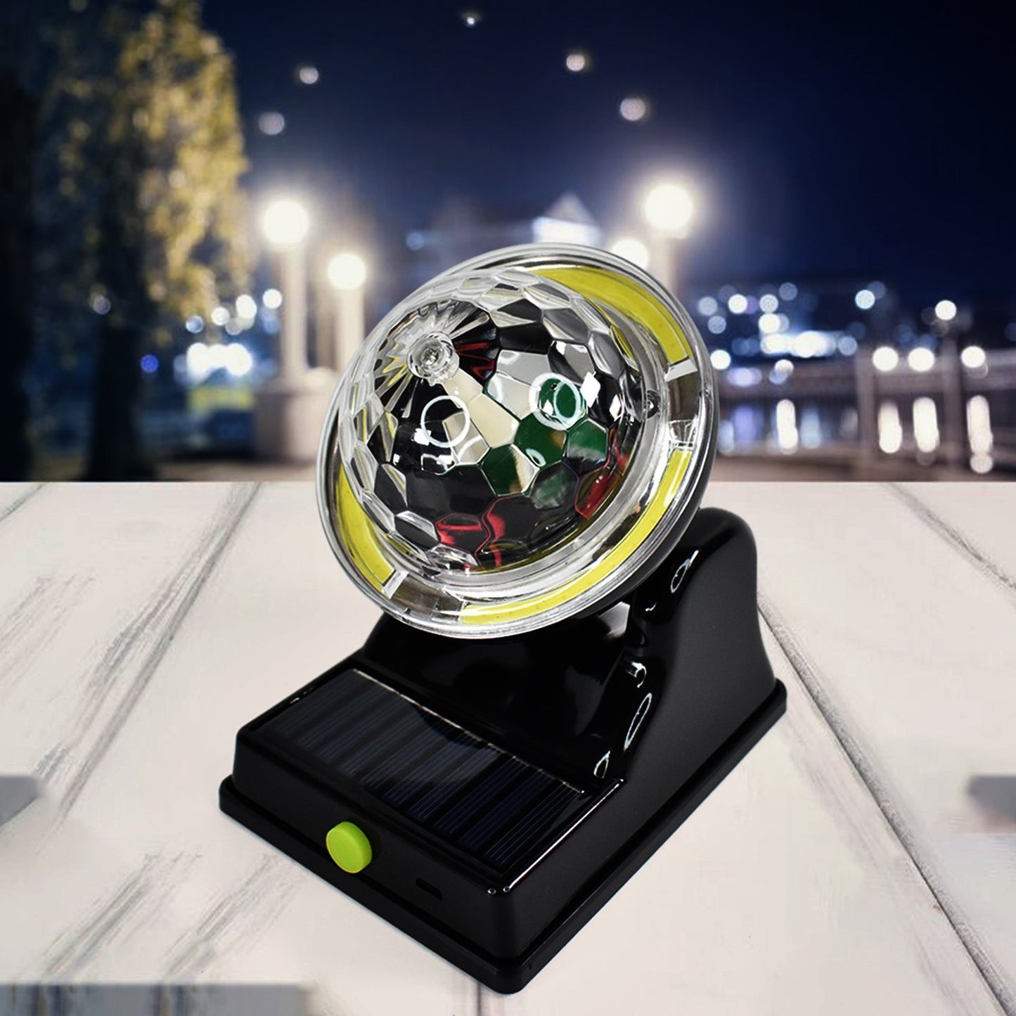 disco light for party, solar party light India, LED rotating disco light, solar powered decorative light, colorful light for celebration,