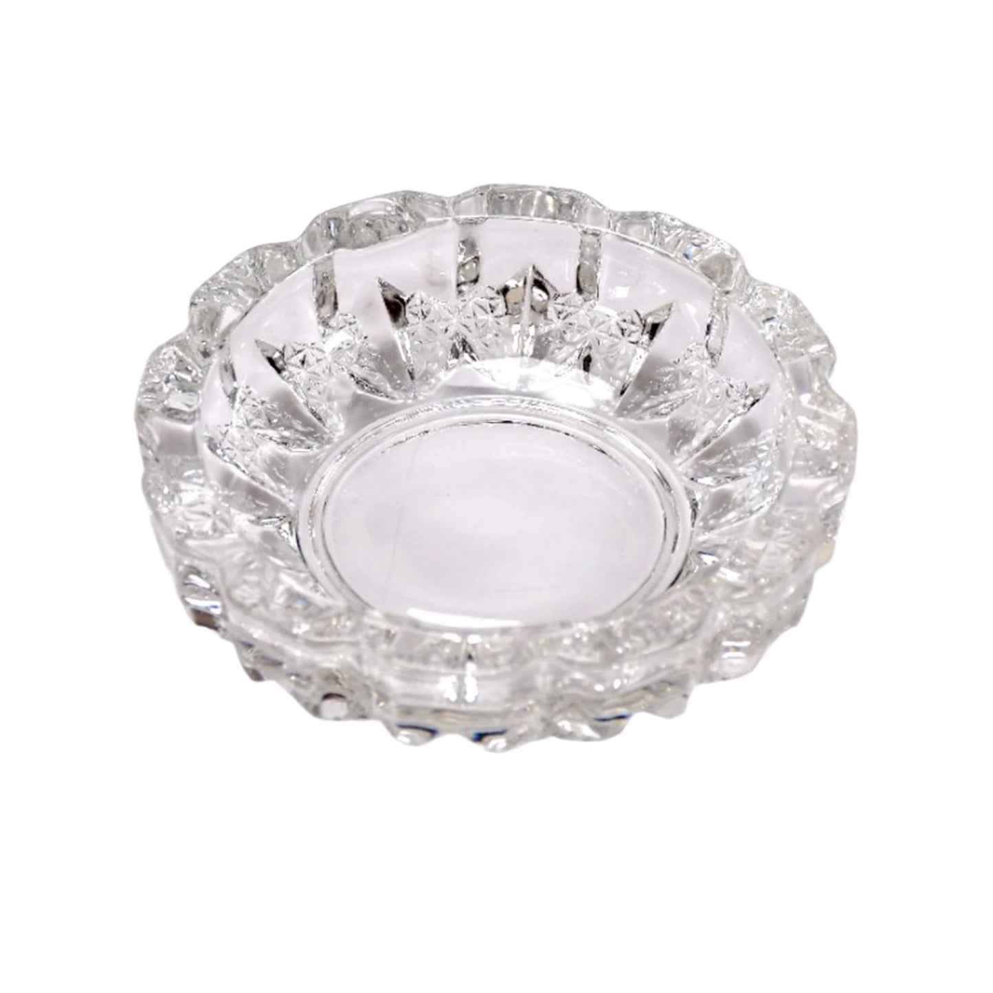 paricutin glass crystal ashtray, designer round crystal ashtray, luxury glass ashtray for home decor, elegant crystal ashtray for office,