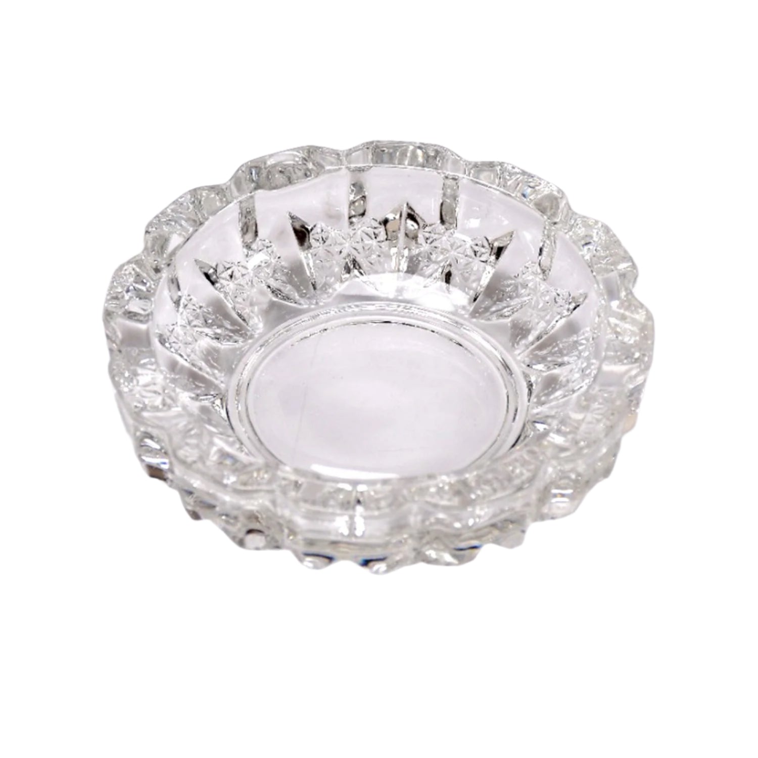 paricutin glass crystal ashtray, designer round crystal ashtray, luxury glass ashtray for home decor, elegant crystal ashtray for office,