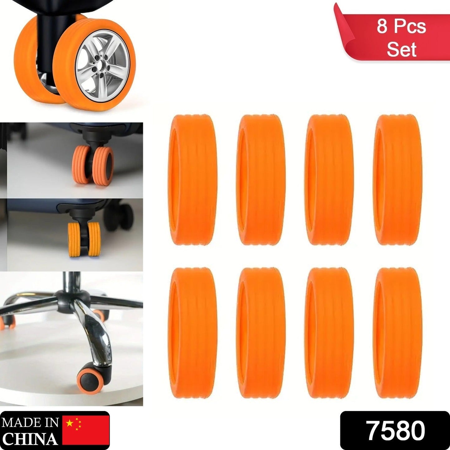 anti‑scratch silicone suitcase wheel covers, multicolor silicone wheel covers set of eight