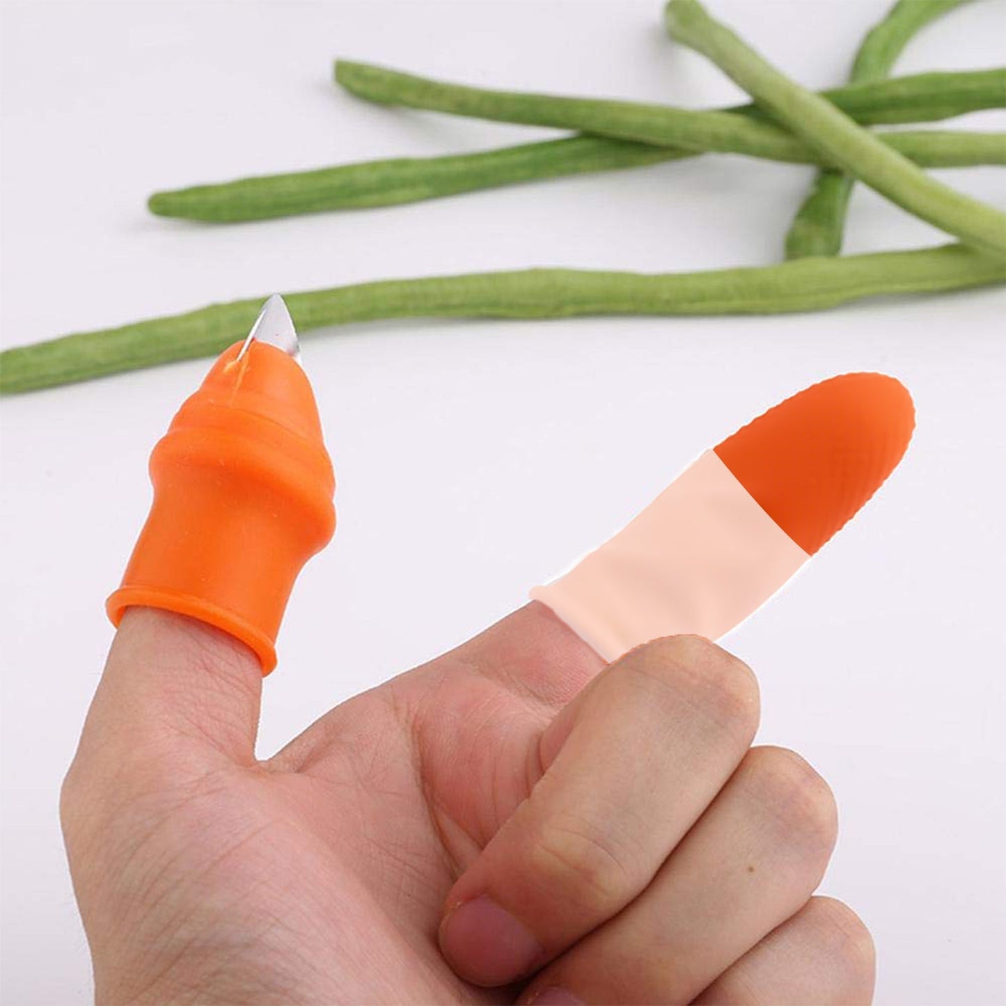 Handy thumb cutter with sharp blades for efficient vegetable preparation, vegetable thumb cutter, thumb knife for vegetables, small vegetable cutter, kitchen cutting tool, thumb blade cutter, finger cutter knife, mini vegetable slicer