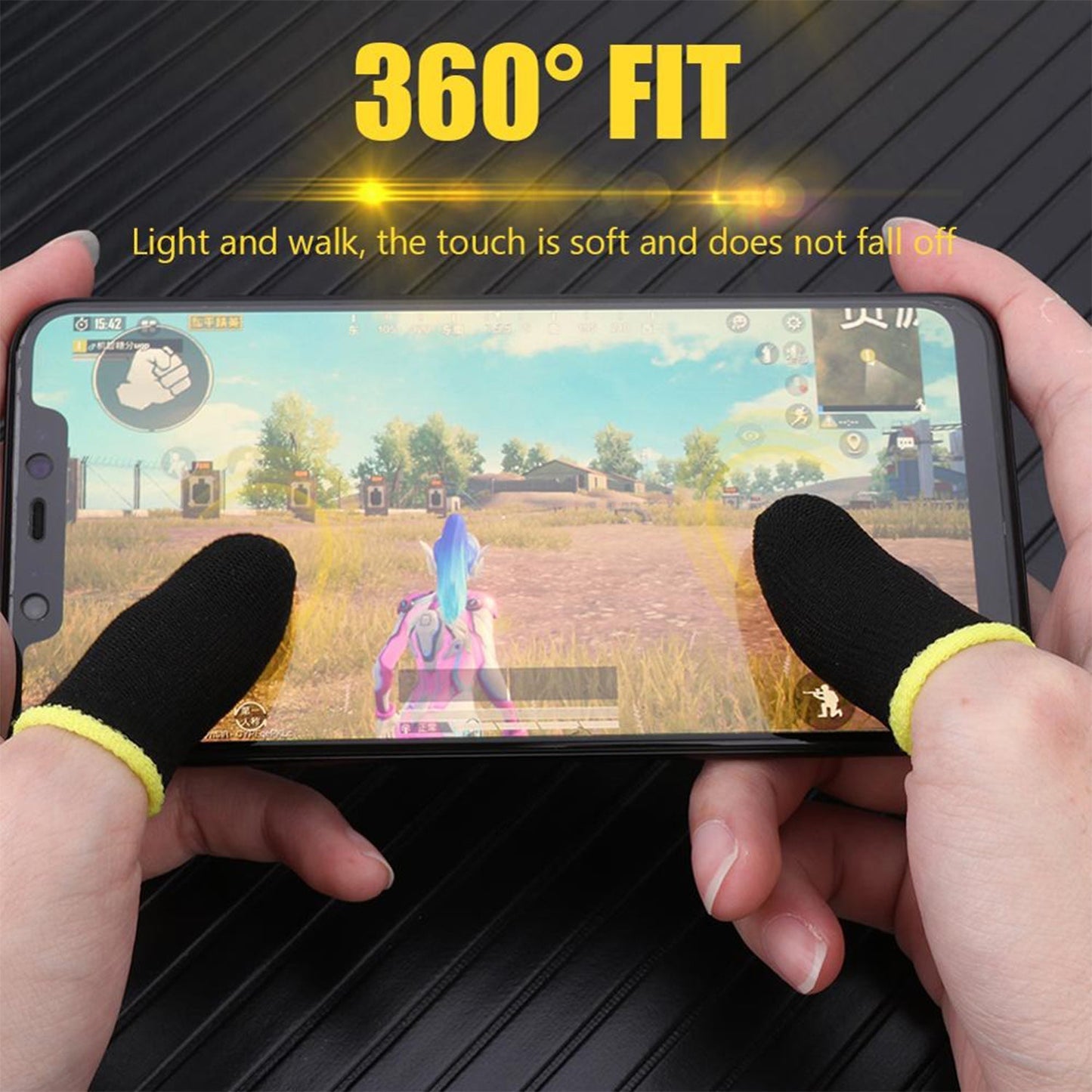 finger sleeves for mobile games, thumb and finger sleeve set, silver fiber gaming sleeves, high sensitivity finger sleeves