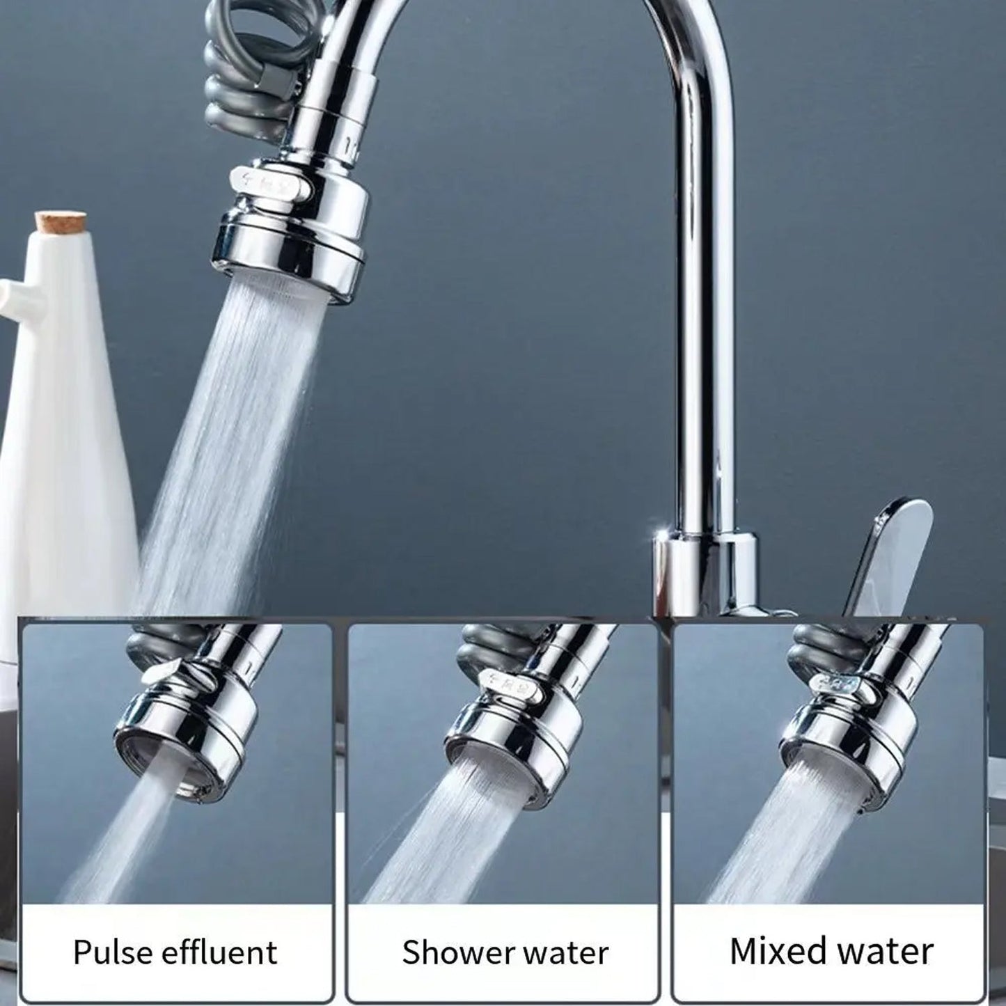 Dual-Function Faucet Extender, Flexible kitchen faucet extender pull out water saving sprayer