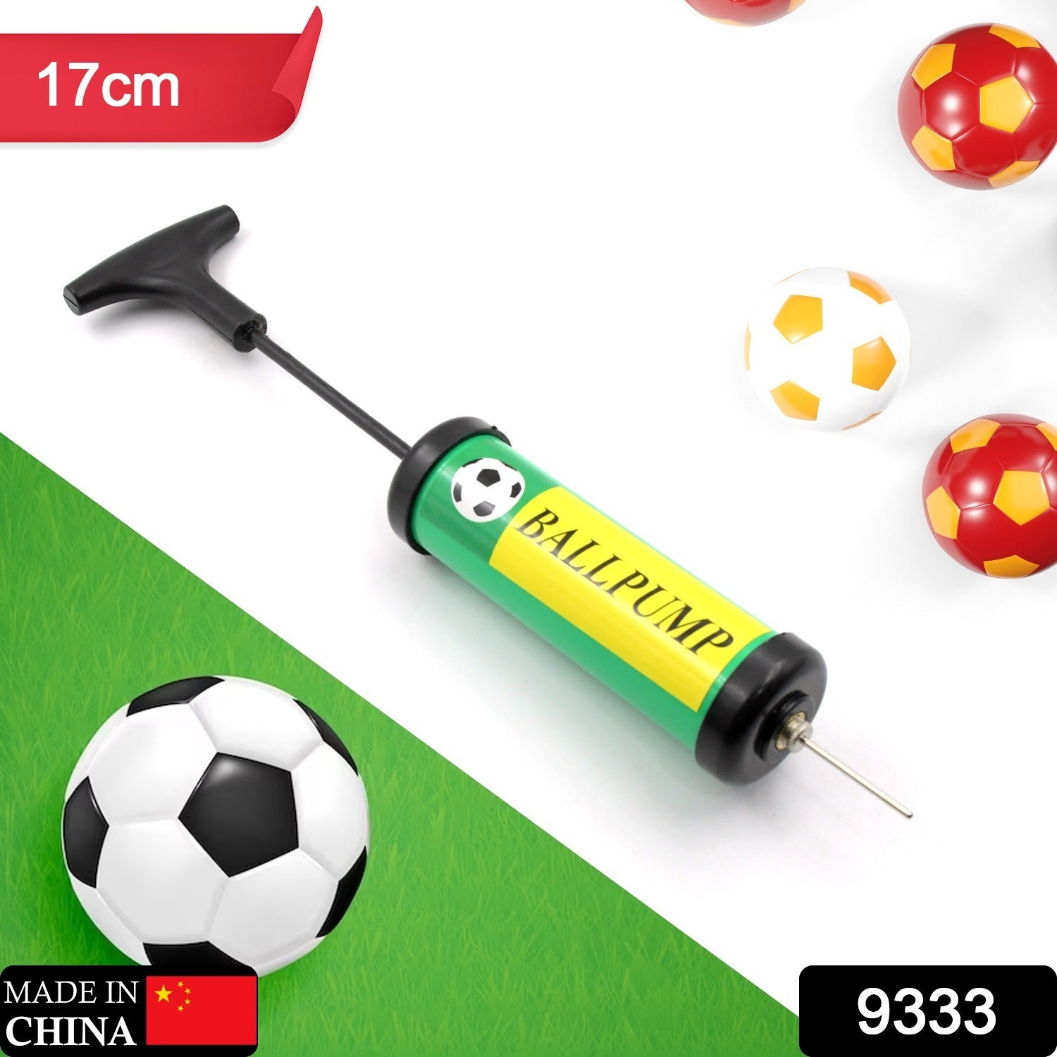 mini air pump for small balls, toy and sports ball pump set, soft ball with inflating pump