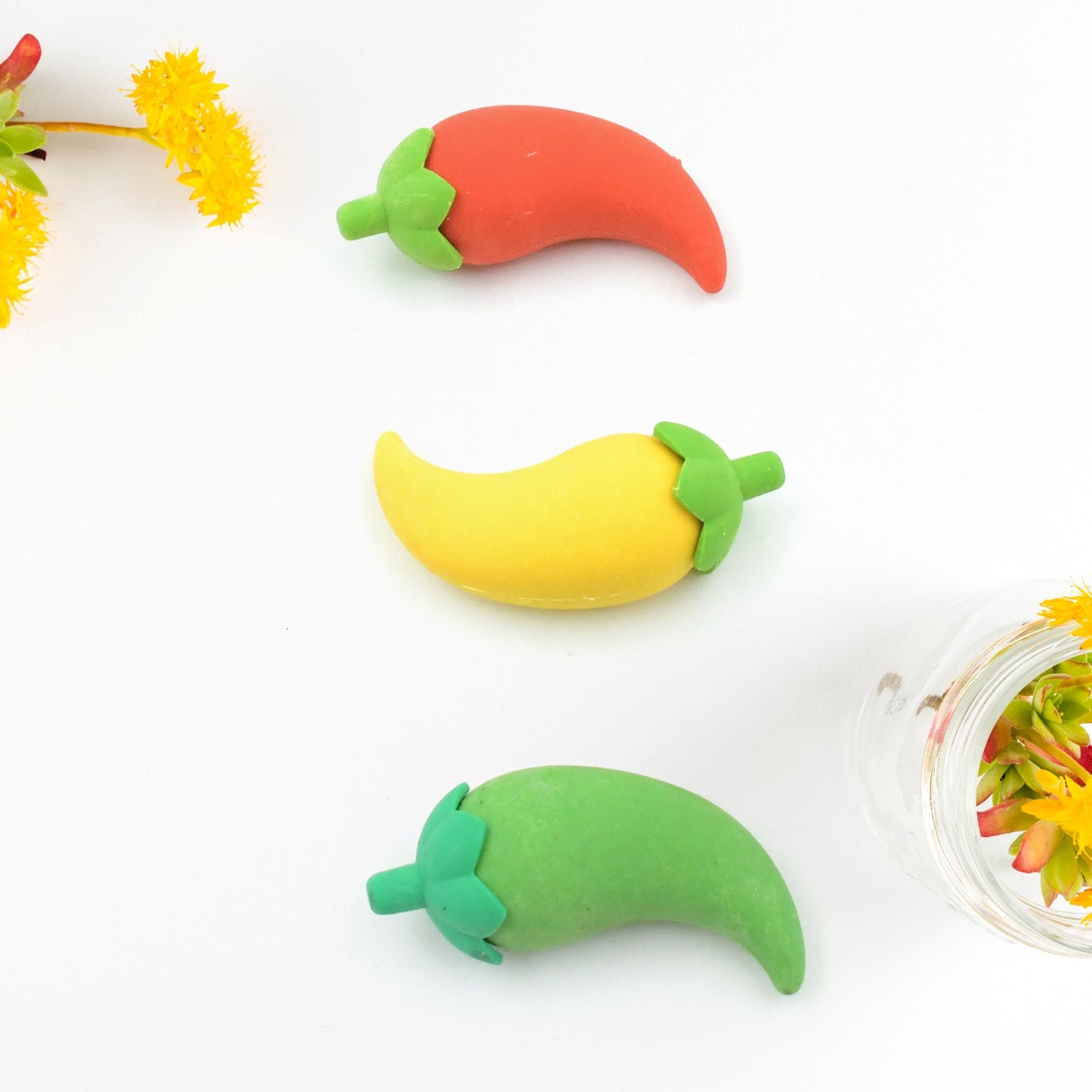 Unique novelty chili eraser set for Indian schools, easy to carry and fits in pencil cases or backpacks