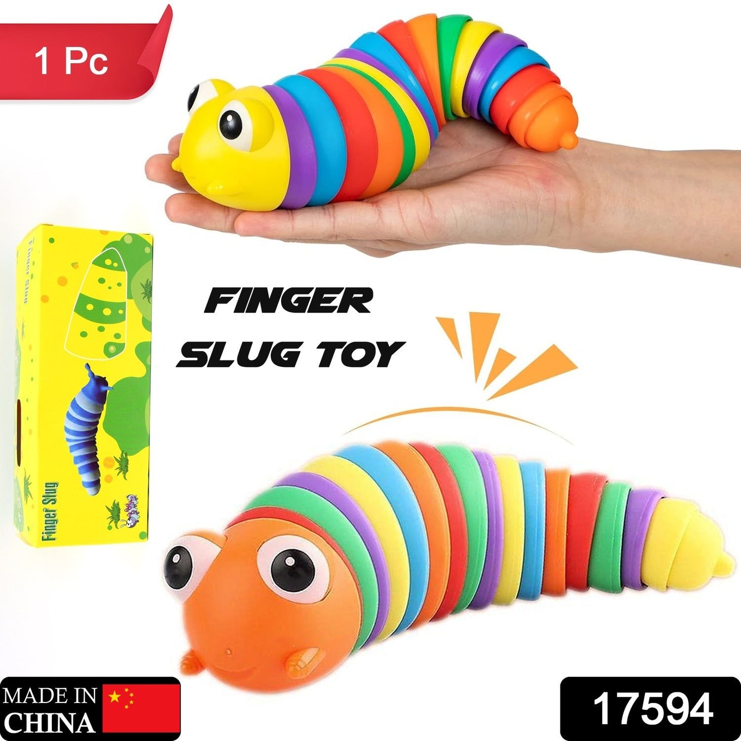 Plastic caterpillar slug fidget toy for sensory stress relief