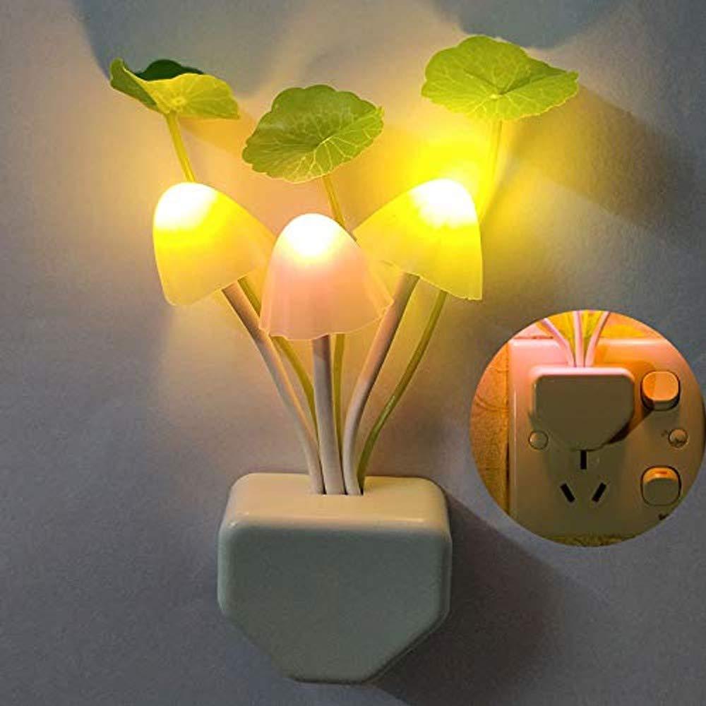 Mushroom lamp with vibrant colors. Mushroom night light, LED sensor lamp, colorful plug-in night light, kids room night light, decorative LED lamp, automatic night light