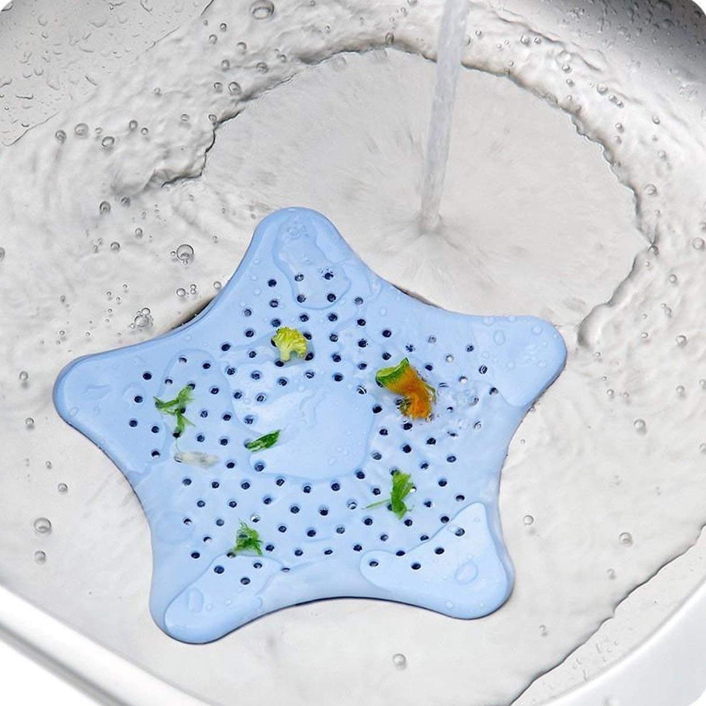 Star drain strainer for preventing clogs in drains, star shape drain filter, hair catcher for sink, suction cup drain strainer, bathroom sink hair stopper, kitchen sink strainer, drain cover trap