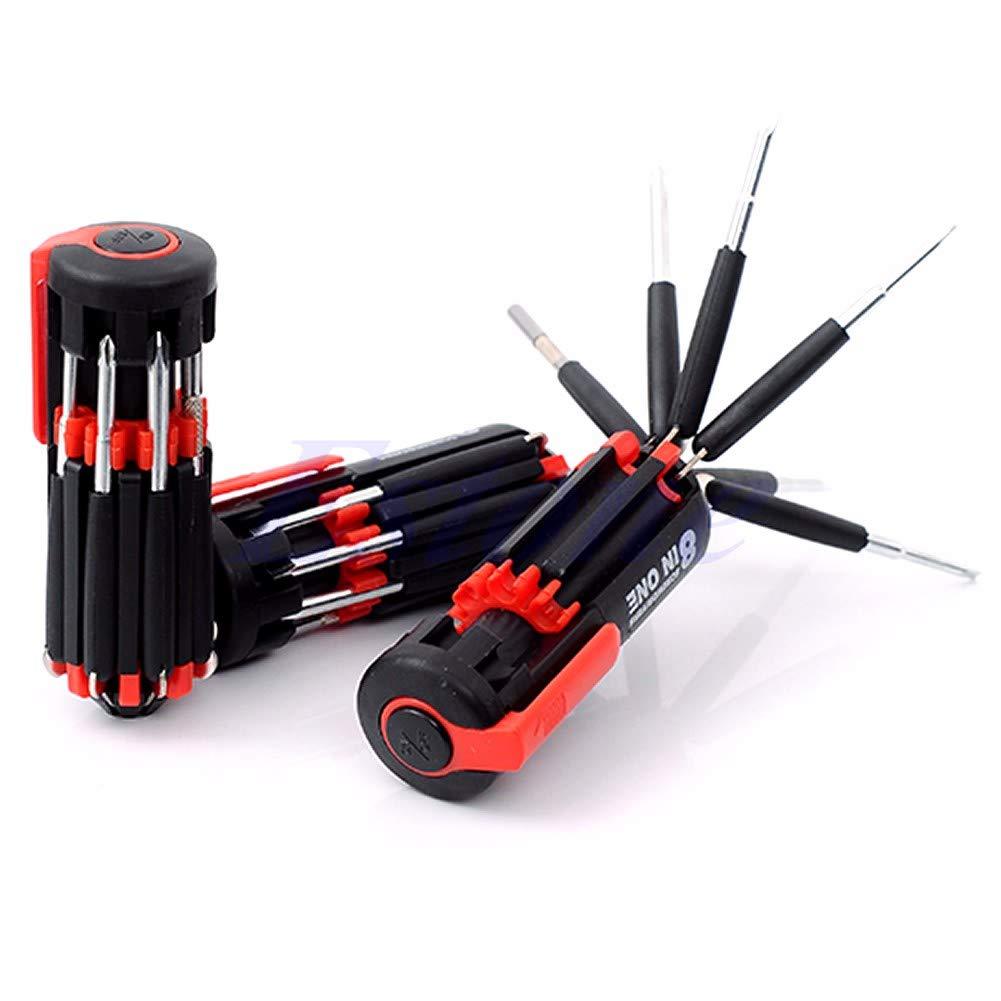 Multi-function screwdriver set with torch, 8 in 1 screwdriver kit, multi-tool with LED light, folding screwdriver set, portable tool with torch, compact repair tool, mini LED toolkit