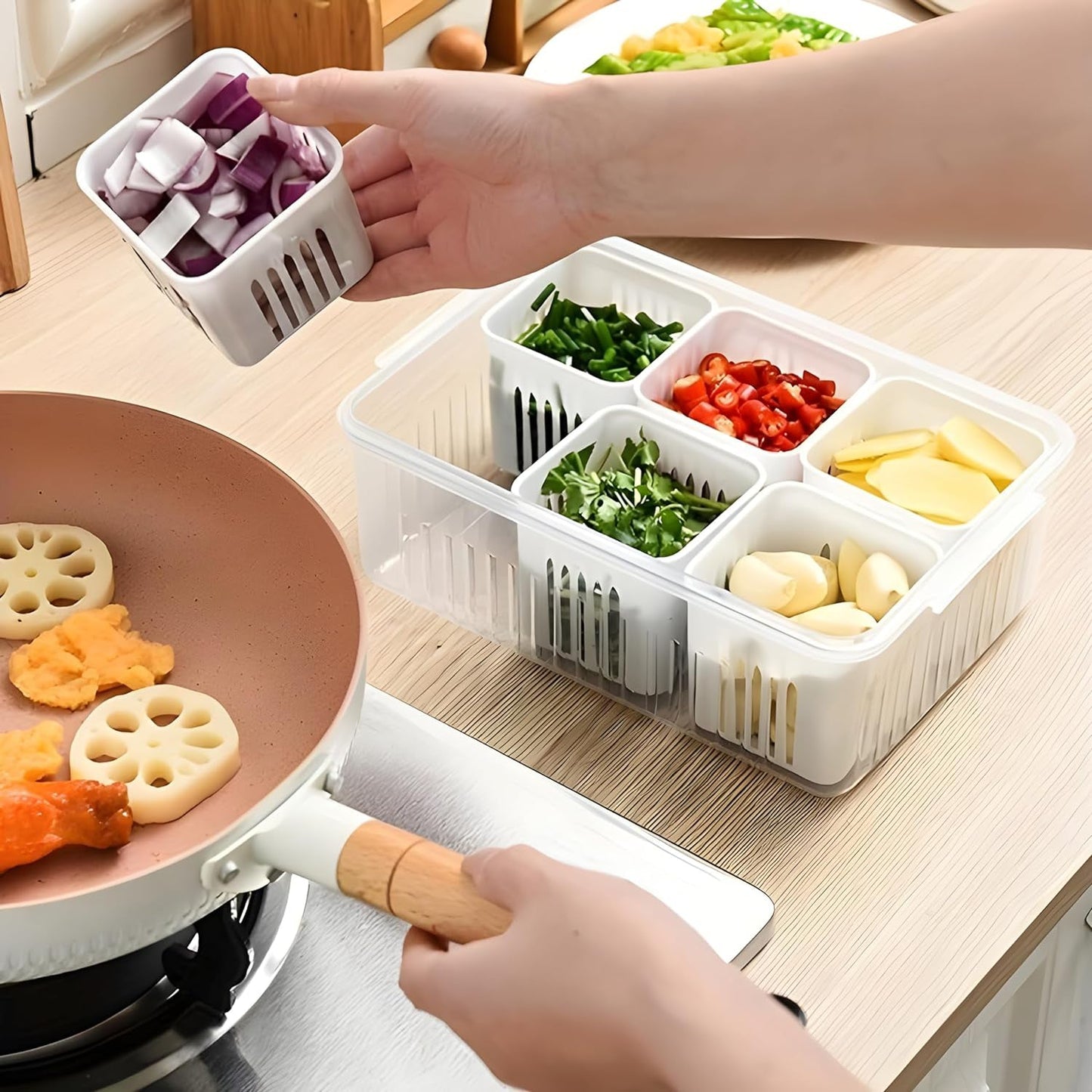 drainable crisper box fridge freezer storage container, kitchen fridge organizer container with drain plug India, freezer crisper bin storage box for vegetables, transparent drainable fridge storage container, multipurpose fridge and freezer crisper box