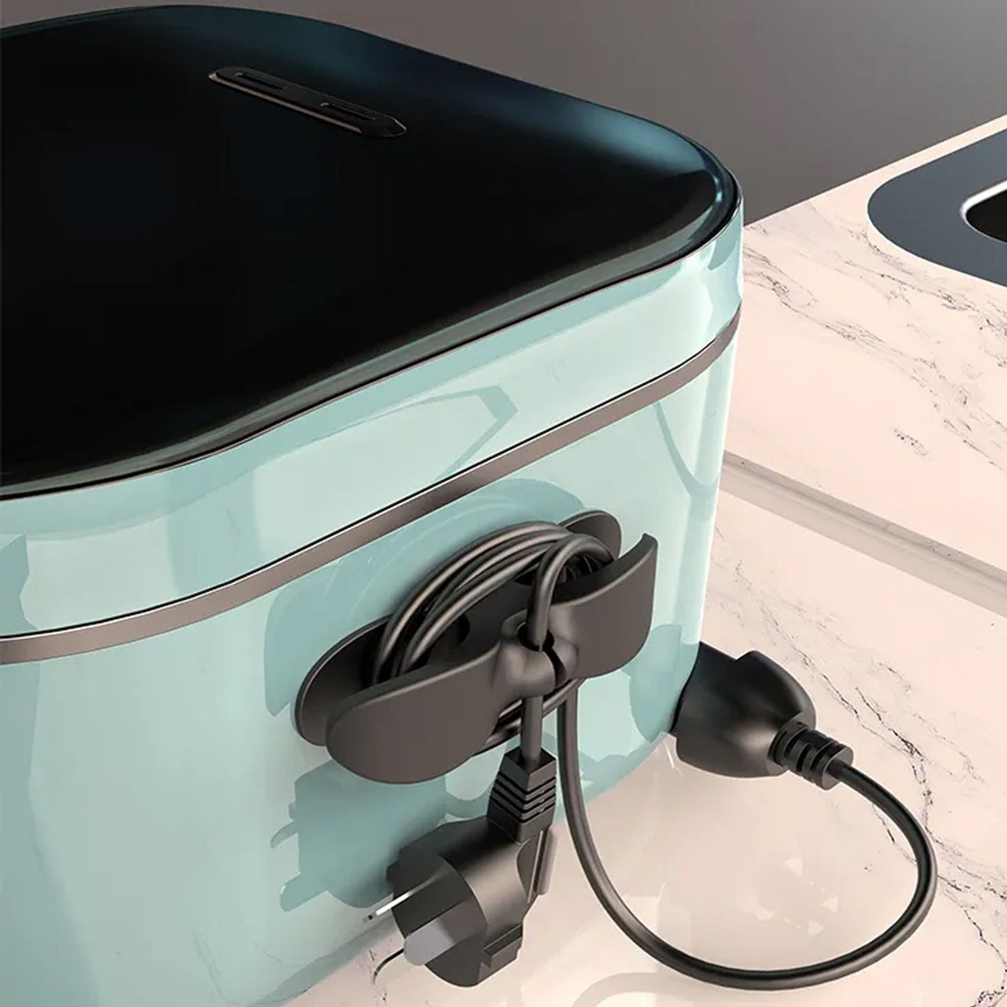 Efficient cable holder for organizing power cords. cable organizer, kitchen appliance cable holder, self-adhesive wire clip, cable winder for mixer, cord holder, cable guide, wire shortener clip