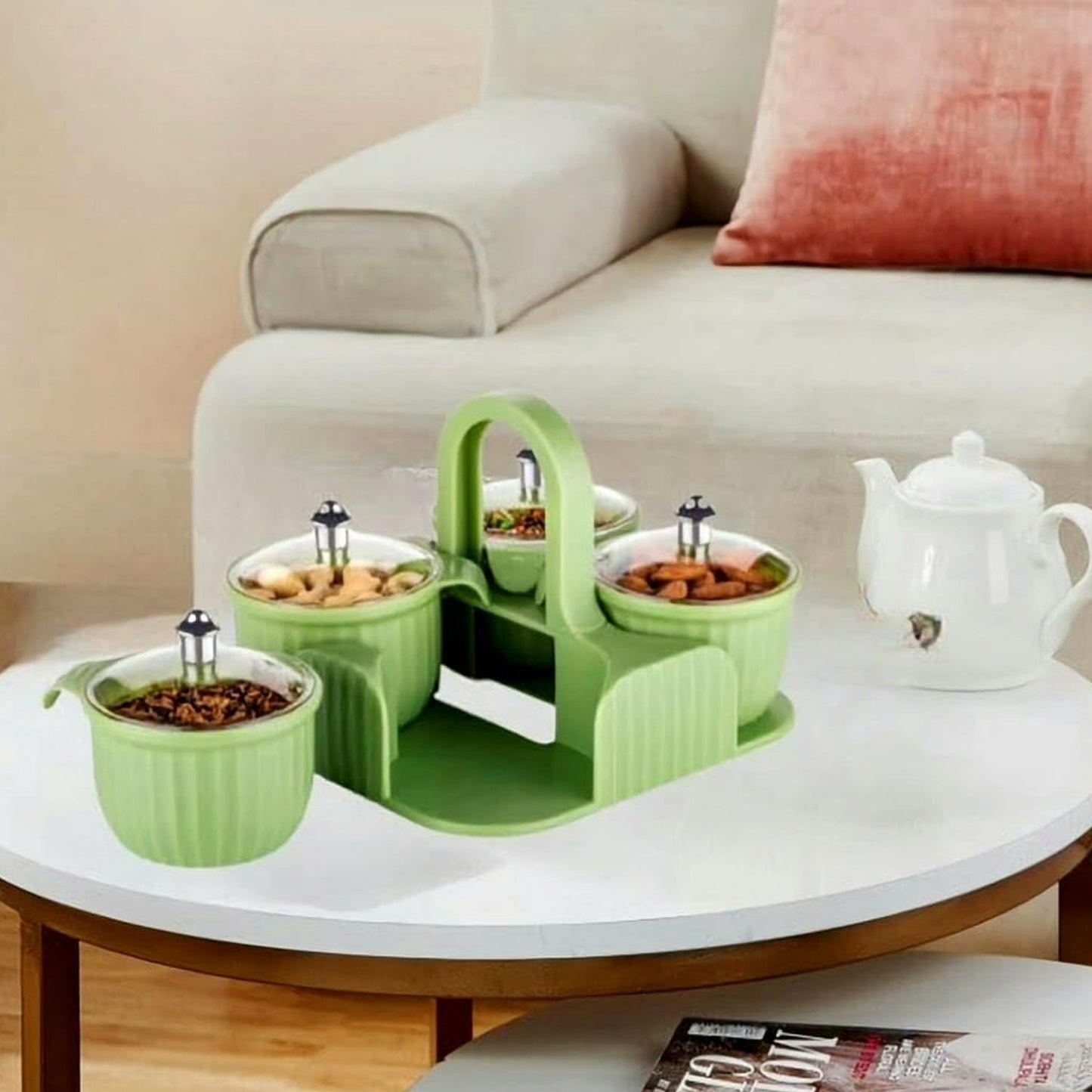 Multipurpose storage container set for chips, chocolates, cookies, dry fruits, and masalas