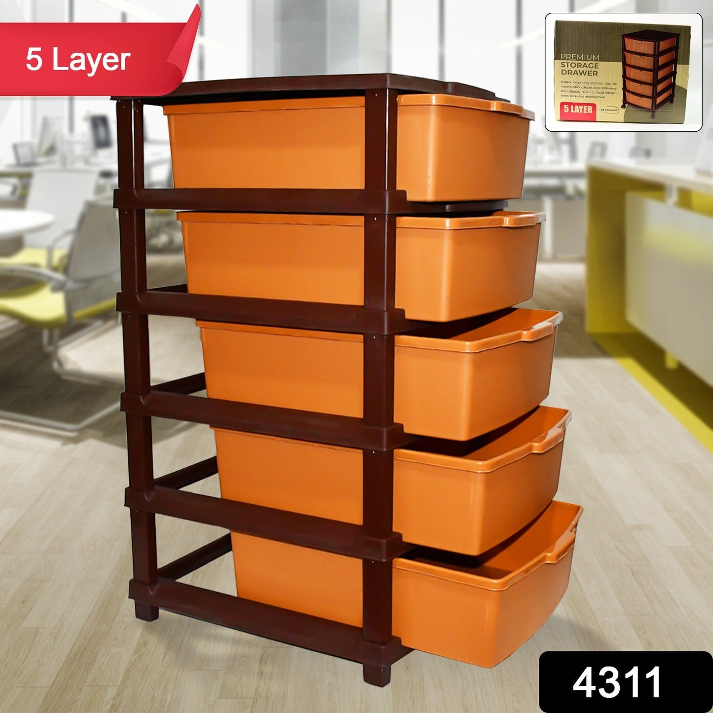 5-tier plastic shelf unit for multipurpose use, space-saving plastic drawer unit for home storage, plastic storage cabinet with 5 compartments, modular plastic rack for living room and bathroom, durable plastic home storage solution with 5 layers