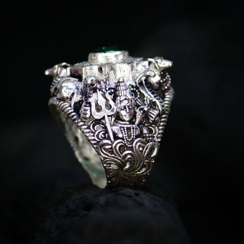 casual religious silver ring men, lord shiva ring oxidised silver, silver religious jewelry for men, men's oxidised lord shiva ring, casual silver ring for men, lord shiva silver ring casual wear, oxidised silver ring lord shiva design, religious silver ring men, casual lord shiva jewelry men