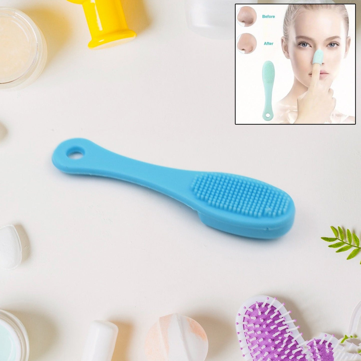 silicone finger face cleansing brush, 2 pc makeup scrubber set gentle facial cleaning, soft silicone finger scrubber multicolor, reusable facial cleansing finger scrubber, silicone facial wash brush set
