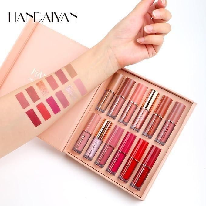 velvet matte liquid lipstick set 12pcs India, waterproof and smudge proof lipstick pack, long lasting matte lipstick for women, multicolor liquid lipstick set online India,