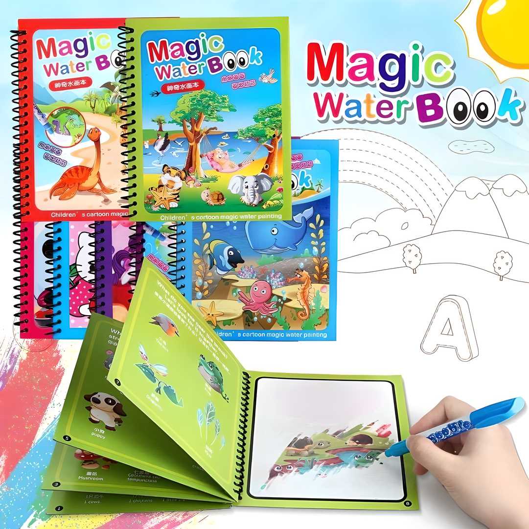 Reusable Magic Water Quick Dry Coloring Book for Kids – Mess-Free Educational Fun, magic water book, reusable coloring book, quick dry water coloring, kids water coloring book, mess-free coloring book, no-ink magic book, water pen drawing book, toddler activity book, water-based coloring pad, educational toys for kids