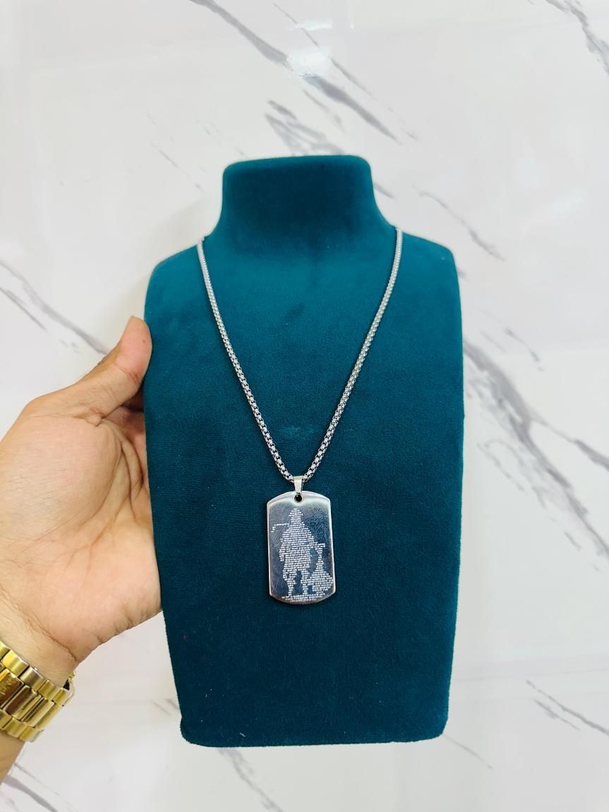 Silver Hanuman Chalisa pendant with chain men, Golden Hanuman Chalisa locket for men,