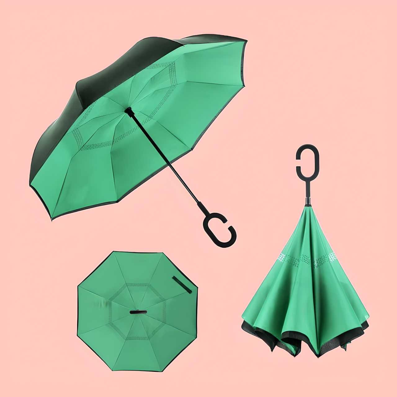 Double Layer Inverted Reversible No Drip Umbrella with C-Shape Handle for Men & Women, double layer inverted umbrella, reversible umbrella no drip, no drip umbrella with c-handle, windproof fibreglass umbrella, inverted umbrella for men and women, durable travel umbrella, foldable inverted umbrella, rust resistant umbrella, manual open umbrella, multicolor umbrella for rain, self-standing umbrella