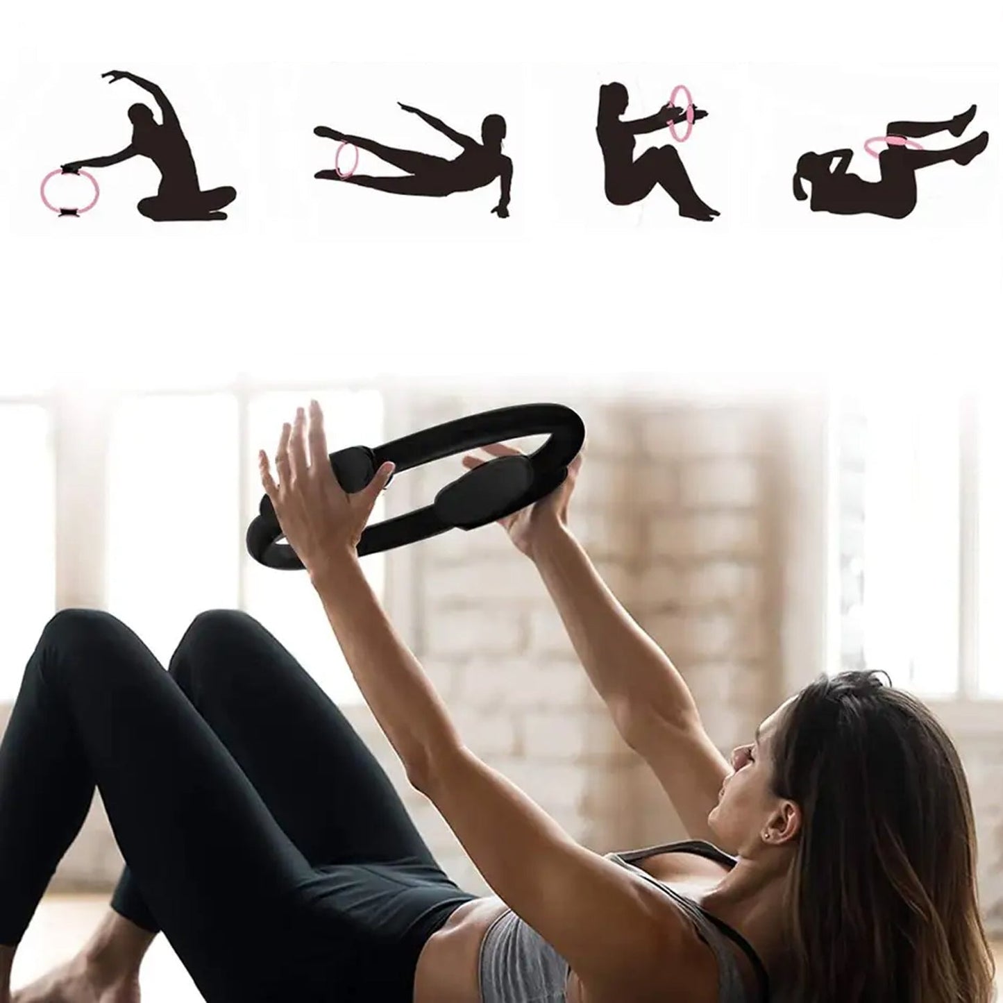 Pilates fitness ring for yoga and thigh workouts, home equipment. pilates ring for women, thigh exercise ring, yoga fitness circle, home workout equipment, fitness ring pilates, yoga pilates ring, resistance ring