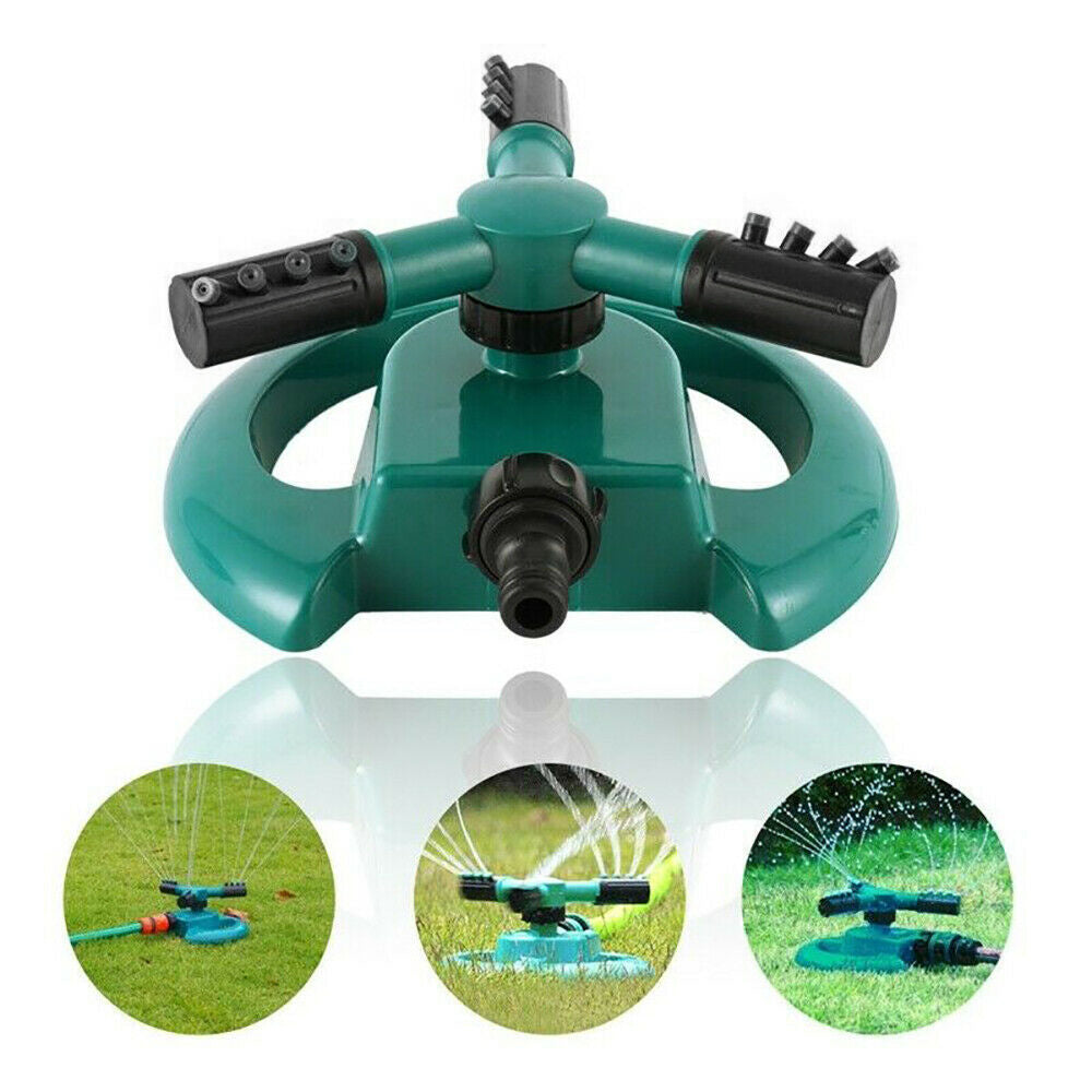 Efficient garden sprinkler for even water distribution, 360 degree garden sprinkler, rotating lawn sprinkler, 3 arm water sprinkler, automatic garden sprayer, irrigation tool, hose pipe sprinkler, ABS lawn sprinkler, summer water play tool, yard watering system, flowerbed irrigation sprinkler