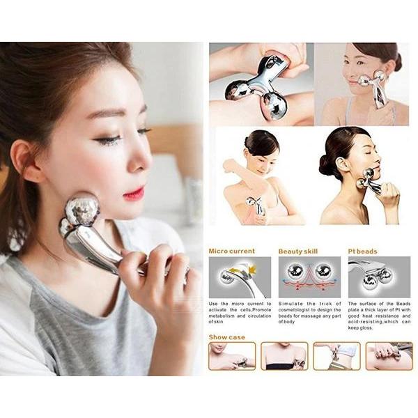 3D facial roller massager for smooth skin. 3D face roller, face massager for women, solar microcurrent roller, skin tightening tool, facial massage roller, y-shaped face massager