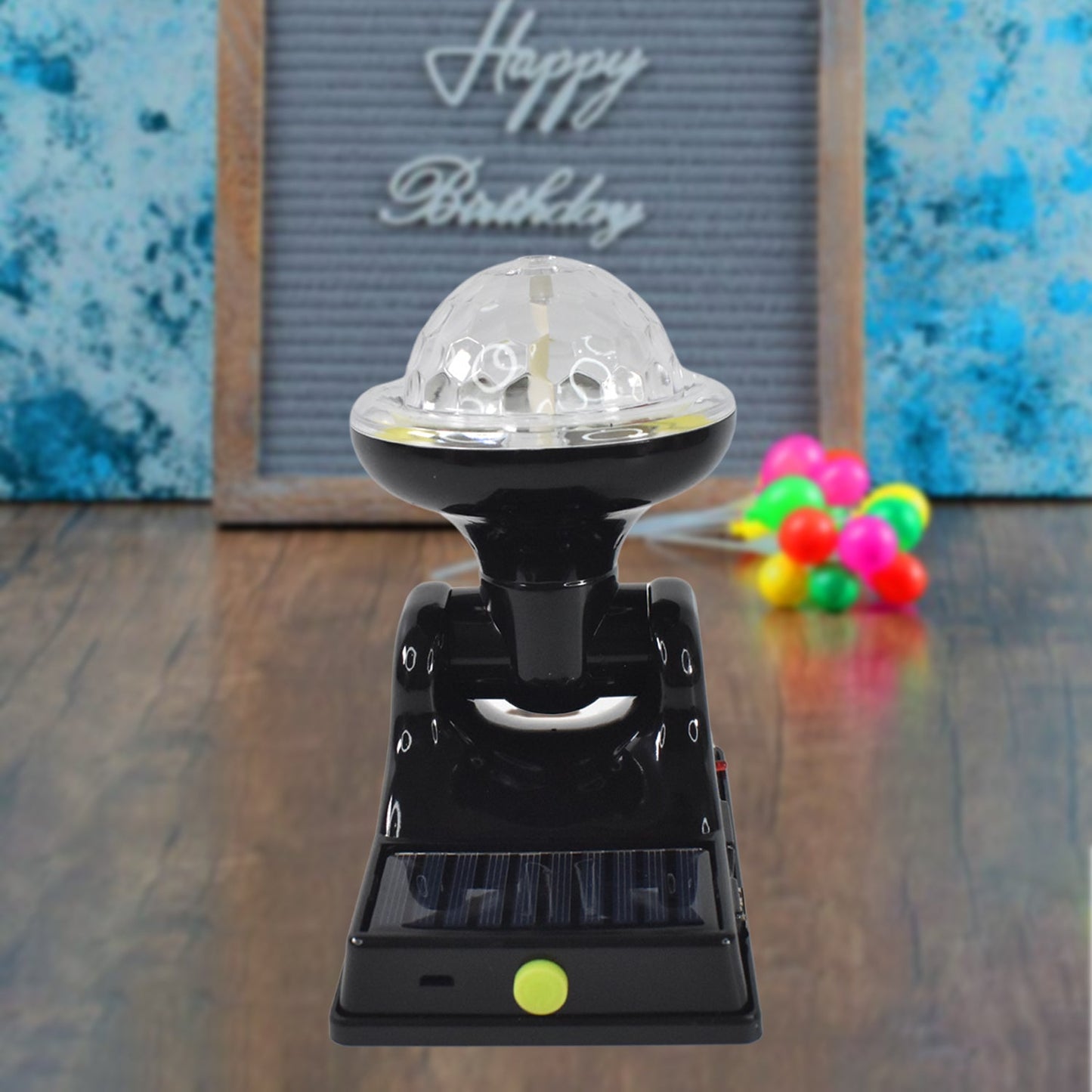 best multifunctional solar disco light with 2 lighting modes in India, portable solar-powered party light with colorful rotating LEDs, rechargeable solar LED disco light for home and outdoor use, solar disco ball with automatic color changing function,