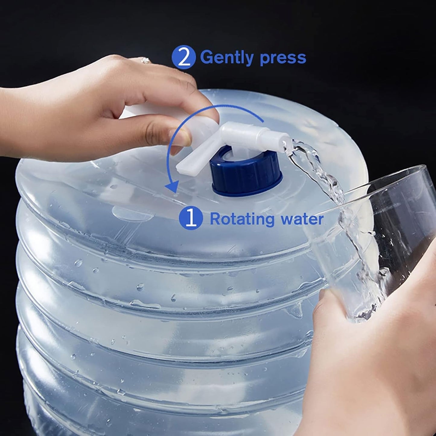 food-grade plastic water container for hiking and picnic, compact portable water tank with spout and carry handle, leakproof collapsible water dispenser for camping trips, space-saving 10L water jug for outdoor and emergency use