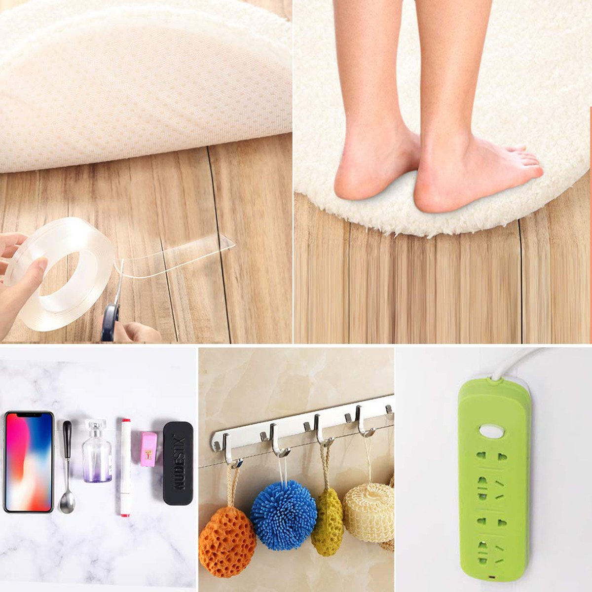 Multipurpose double-sided nano tape, nano gel adhesive tape, reusable double sided tape, 3 meter sticky tape, traceless wall tape, nano magic tape, strong grip gel tape, ivy grip gel pad