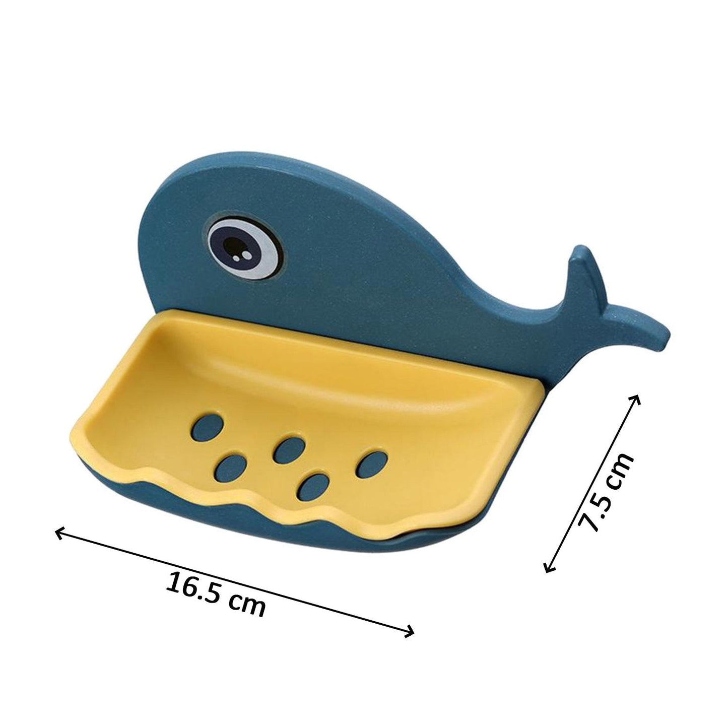 Side view of the fish-shaped soap dish holder, showcasing its design and mounting method, plastic soap dish, wall mounted soap case, fish design soap stand, bathroom soap holder, kitchen soap tray, self drain soap case, waterproof soap box