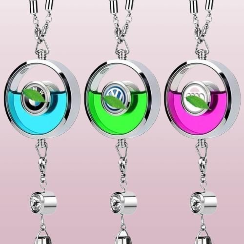 car logo perfume pendant hanging air freshener diffuser for rearview mirror and dashboard, best hanging car air freshener with perfume pendant India, stylish car perfume diffuser pendant for dashboard and mirror, rearview mirror hanging perfume air freshener logo design, luxury car logo air freshener pendant for dashboard in India,
