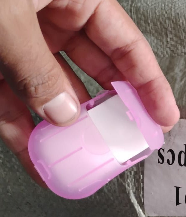 compact paper soap for hand cleaning, paper soap sheets for travel use, mix color mini soap sheet box, best travel soap paper pack in India,