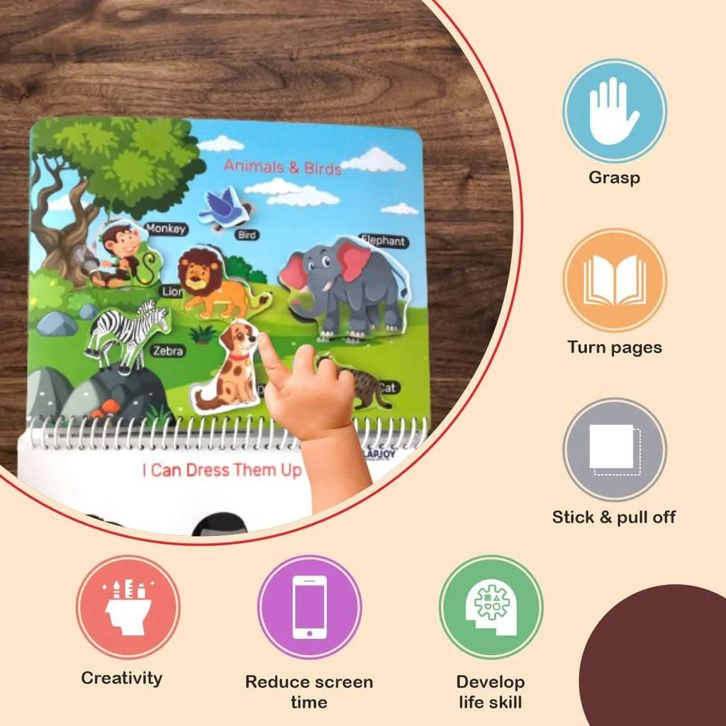 educational busy book for toddlers, preschool stick and learn activity book, Velcro learning binder for 2–5 years, interactive activity book for preschoolers, Montessori learning book for toddlers, kids busy book with Velcro, early learning binder for children, educational book for 2 to 5 year olds, stick and learn book for toddlers India