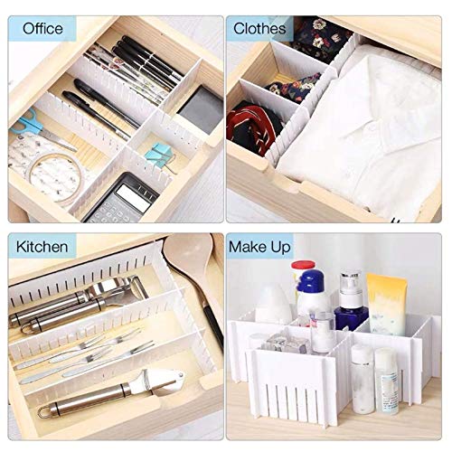 Set of kitchen drawer organizers and dividers. drawer organizer, kitchen drawer divider, adjustable drawer separators, makeup storage grid, multicolor drawer organizer, plastic drawer divider, closet organizer, office drawer separator, DIY drawer storage